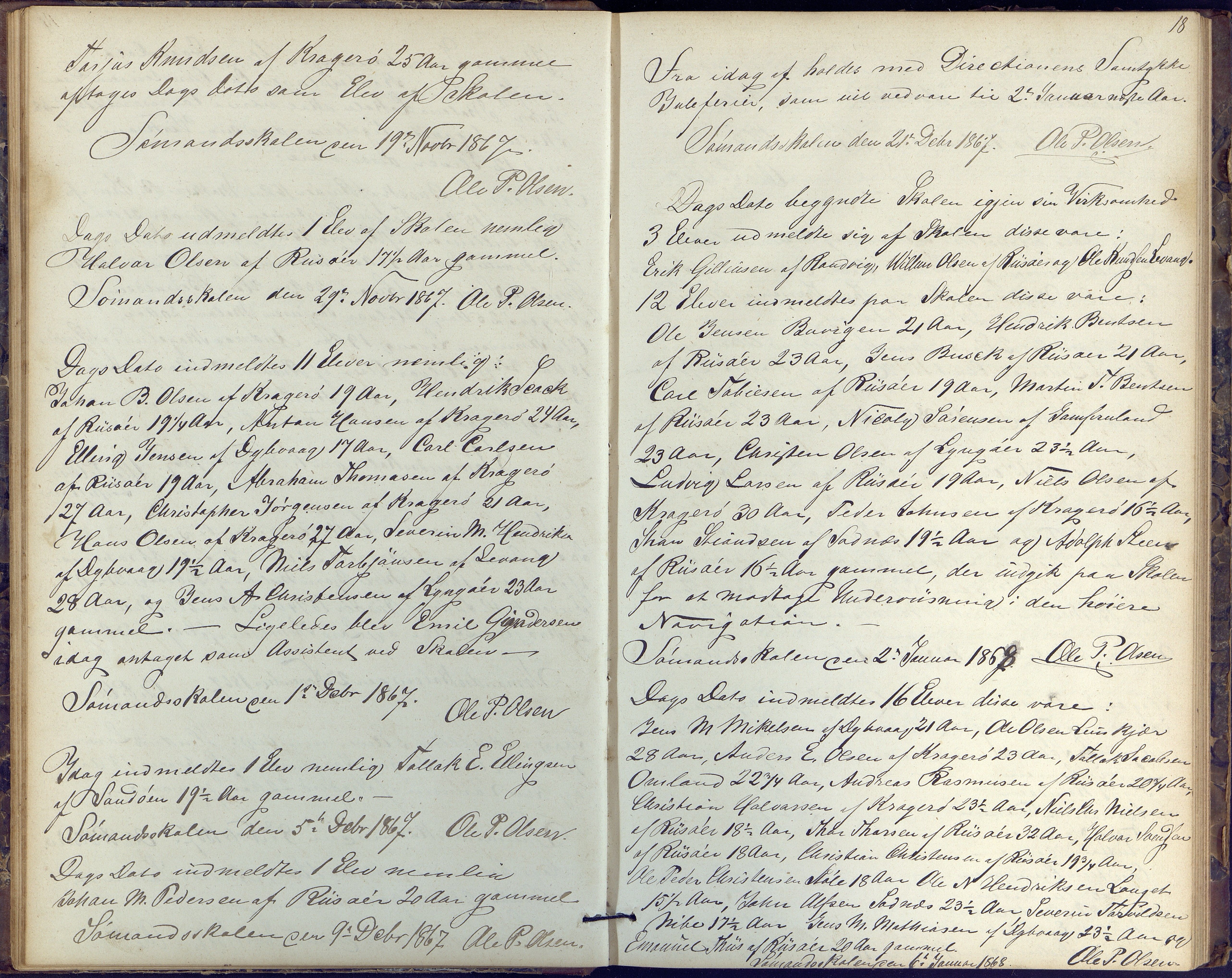 Risør kommune, AAKS/KA0901-PK/1/05/05k/L0001: Journal, 1864-1881, p. 18