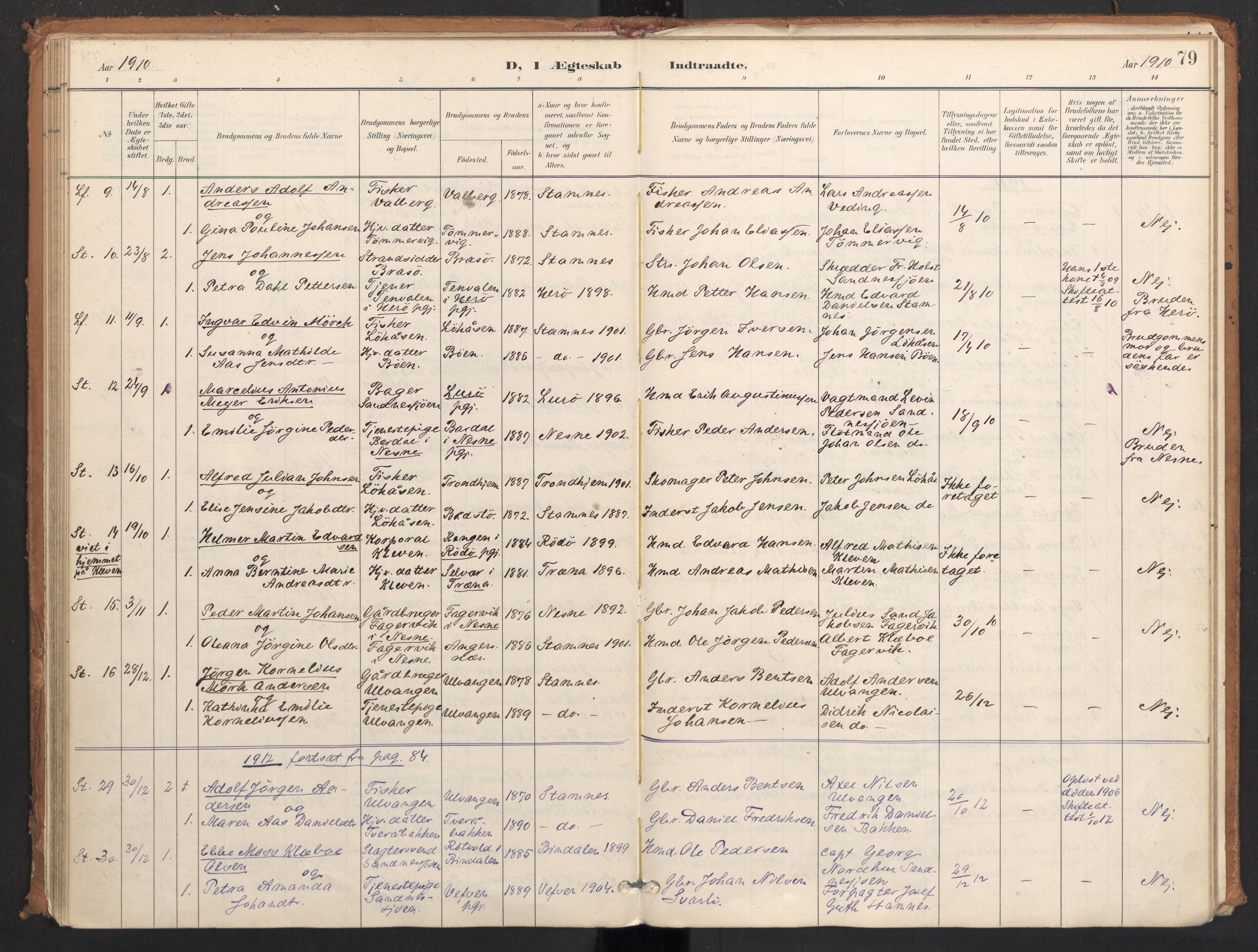 Ministerialprotokoller, klokkerbøker og fødselsregistre - Nordland, AV/SAT-A-1459/831/L0472: Parish register (official) no. 831A03, 1897-1912, p. 79