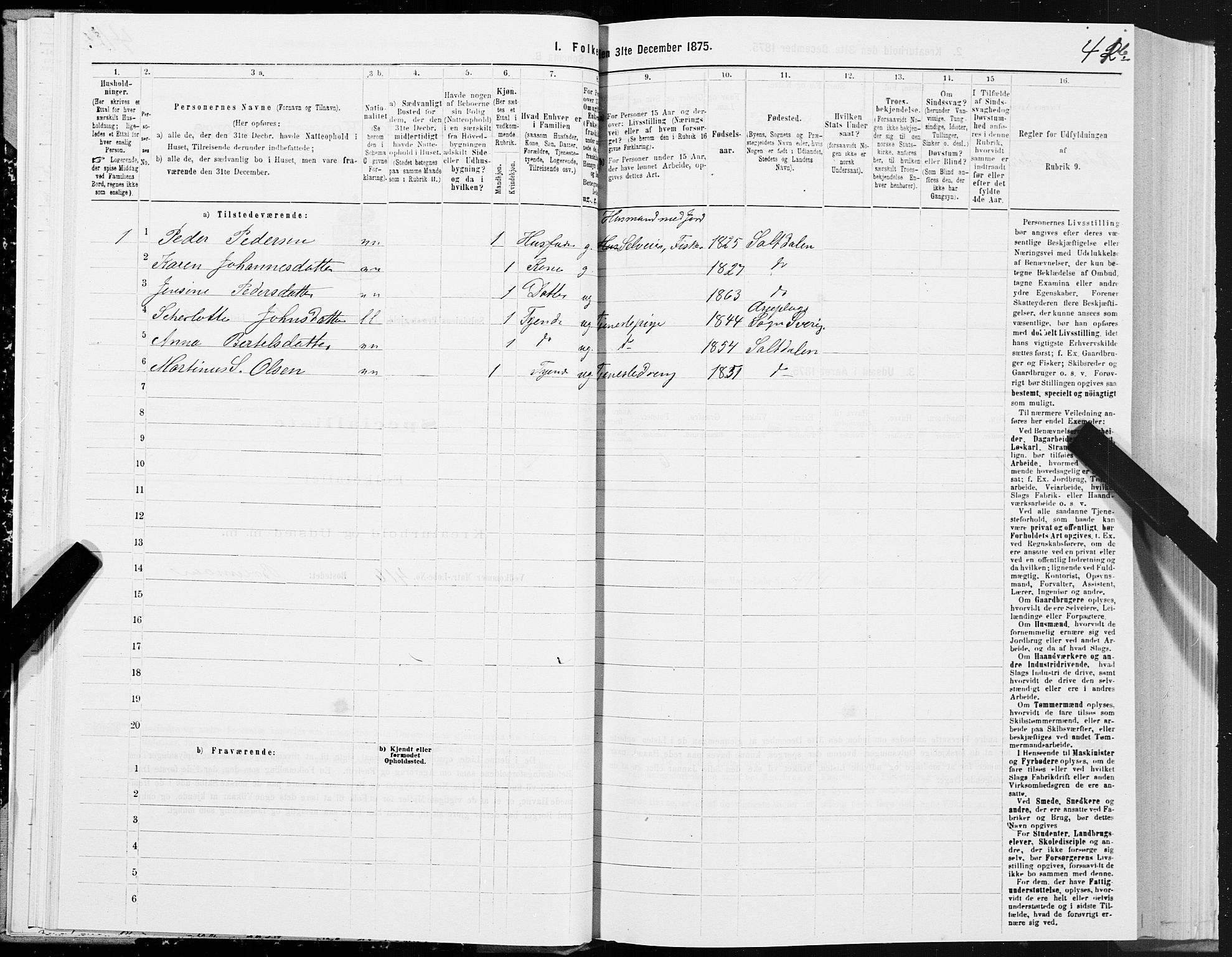 SAT, 1875 census for 1840P Saltdal, 1875, p. 1041b