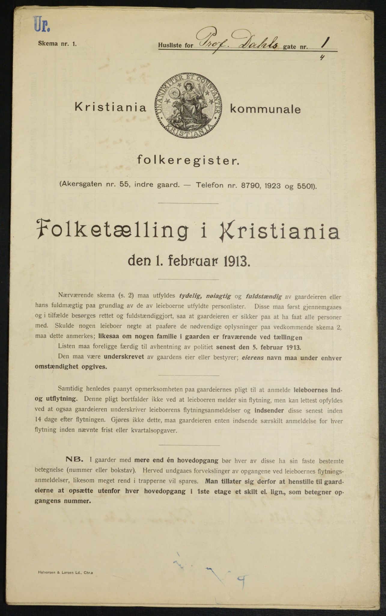 OBA, Municipal Census 1913 for Kristiania, 1913, p. 81467