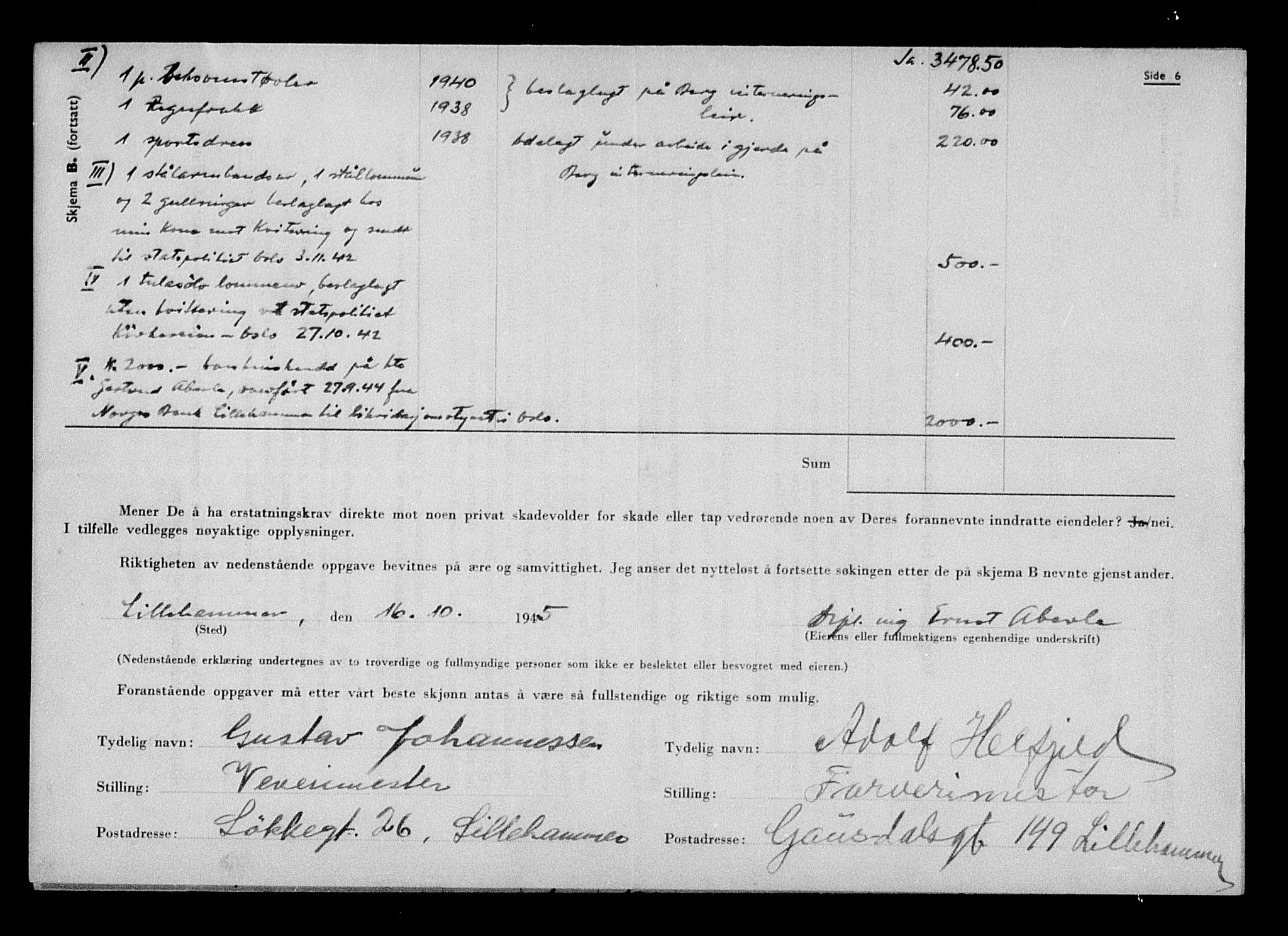 Justisdepartementet, Tilbakeføringskontoret for inndratte formuer, AV/RA-S-1564/H/Hc/Hcd/L0989: --, 1945-1947, p. 11