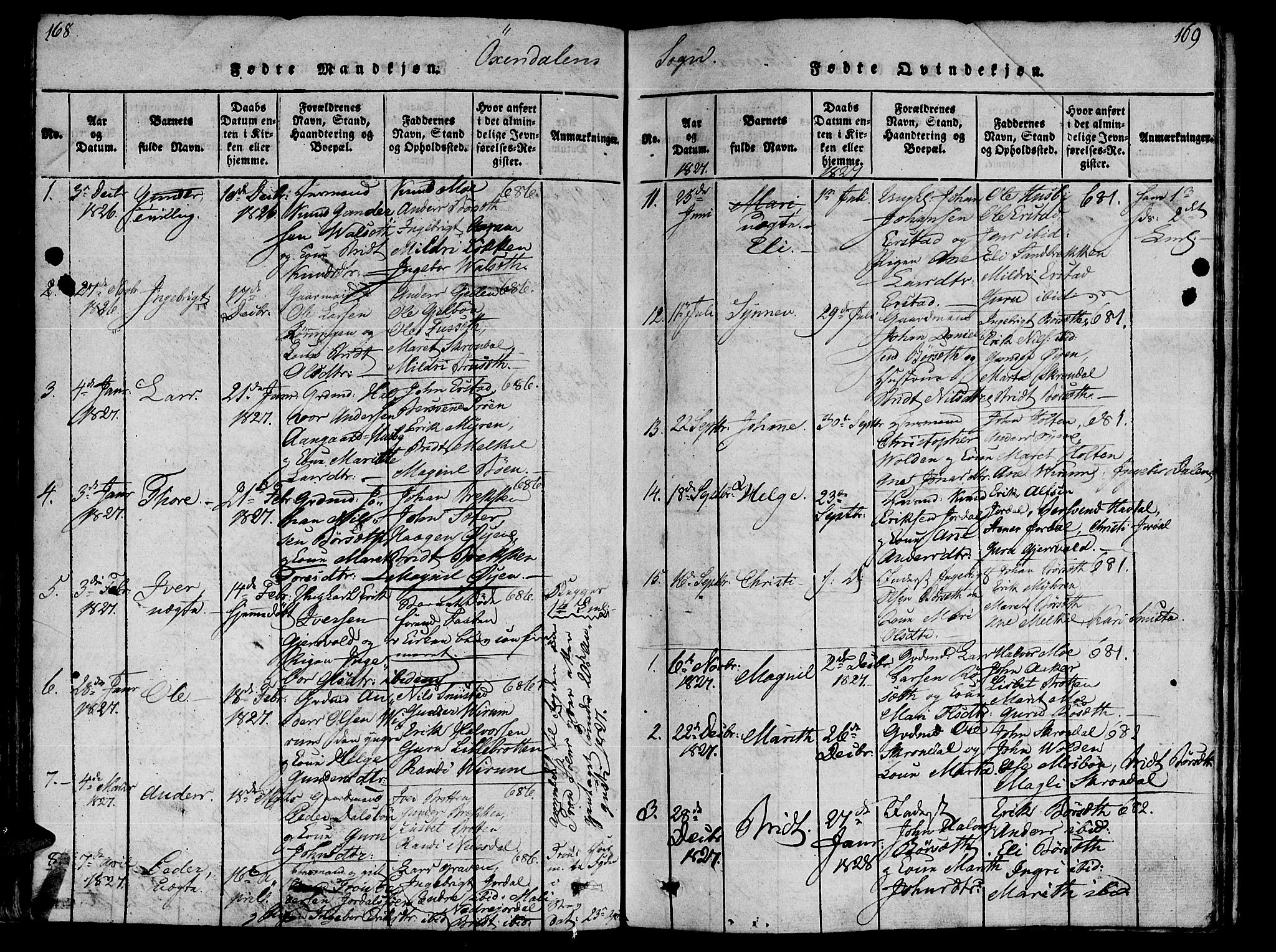 Ministerialprotokoller, klokkerbøker og fødselsregistre - Møre og Romsdal, SAT/A-1454/590/L1011: Parish register (official) no. 590A03 /3, 1819-1832, p. 168-169