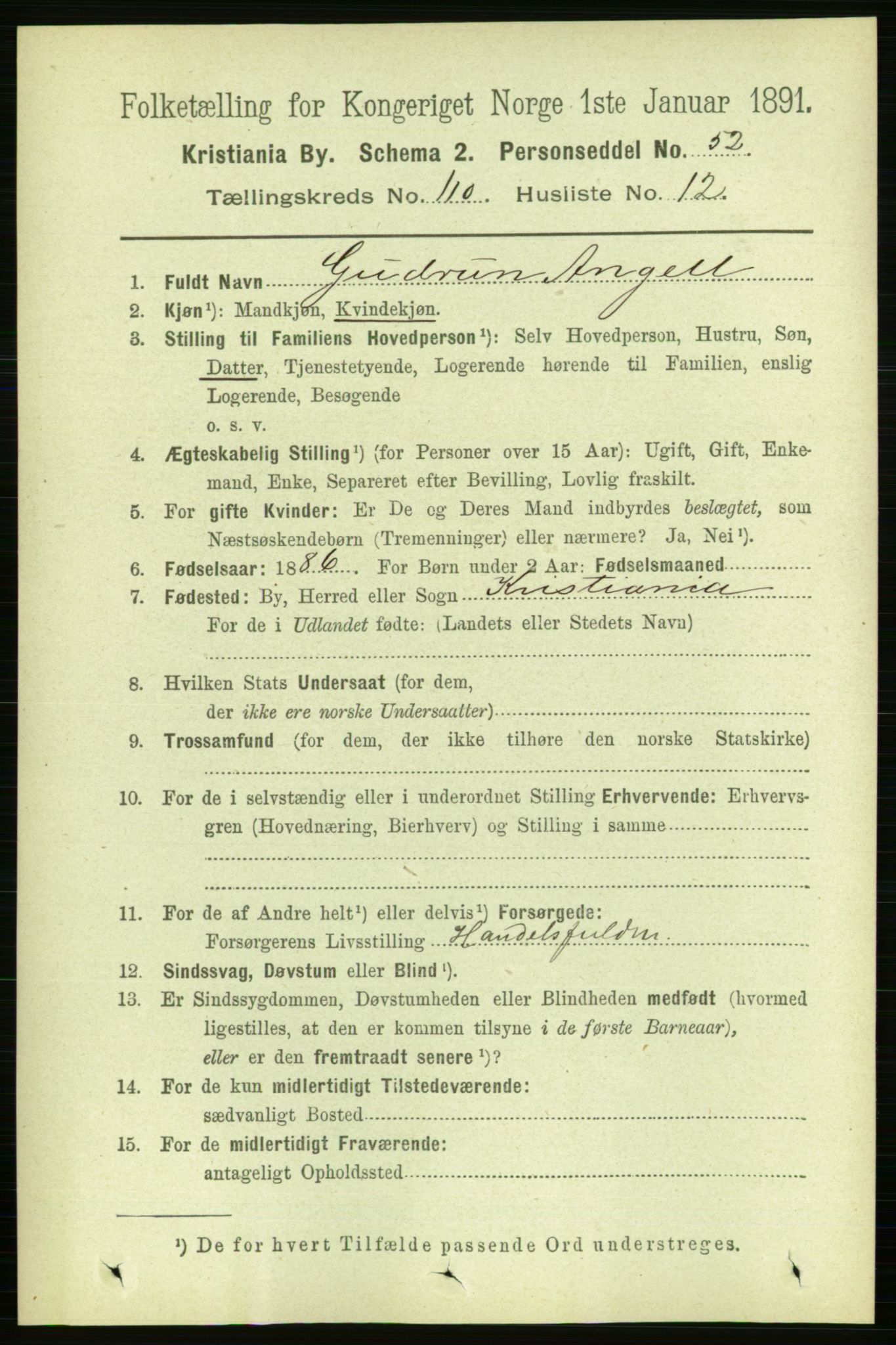 RA, 1891 census for 0301 Kristiania, 1891, p. 57491