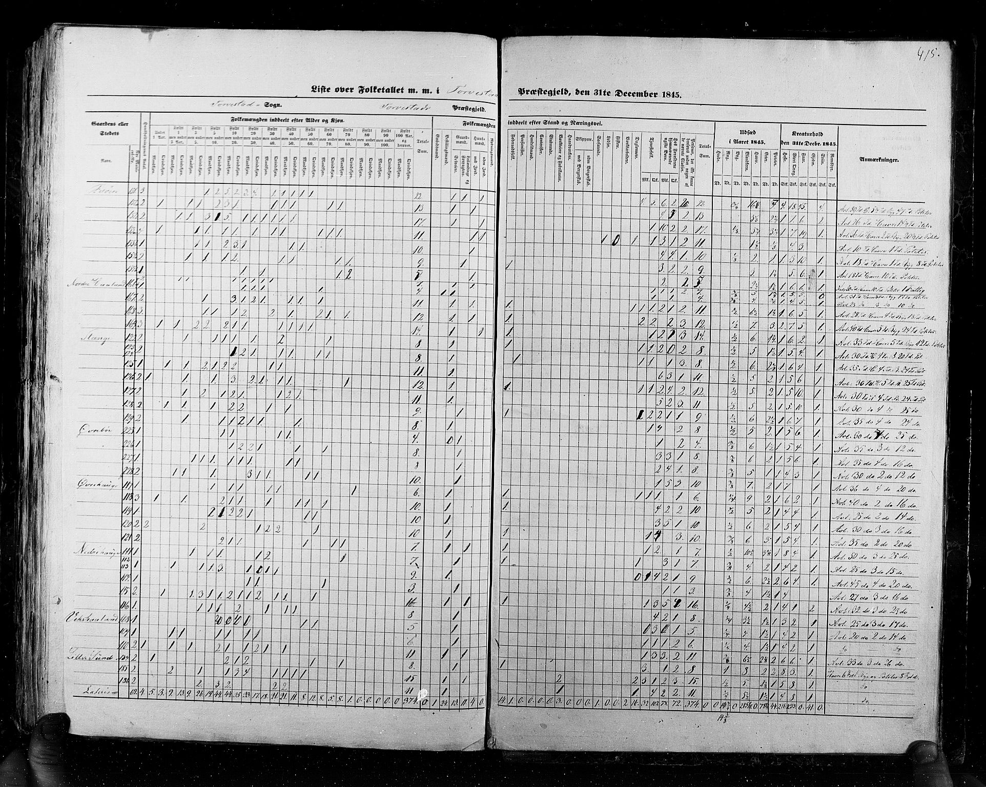 RA, Census 1845, vol. 6: Lister og Mandal amt og Stavanger amt, 1845, p. 415