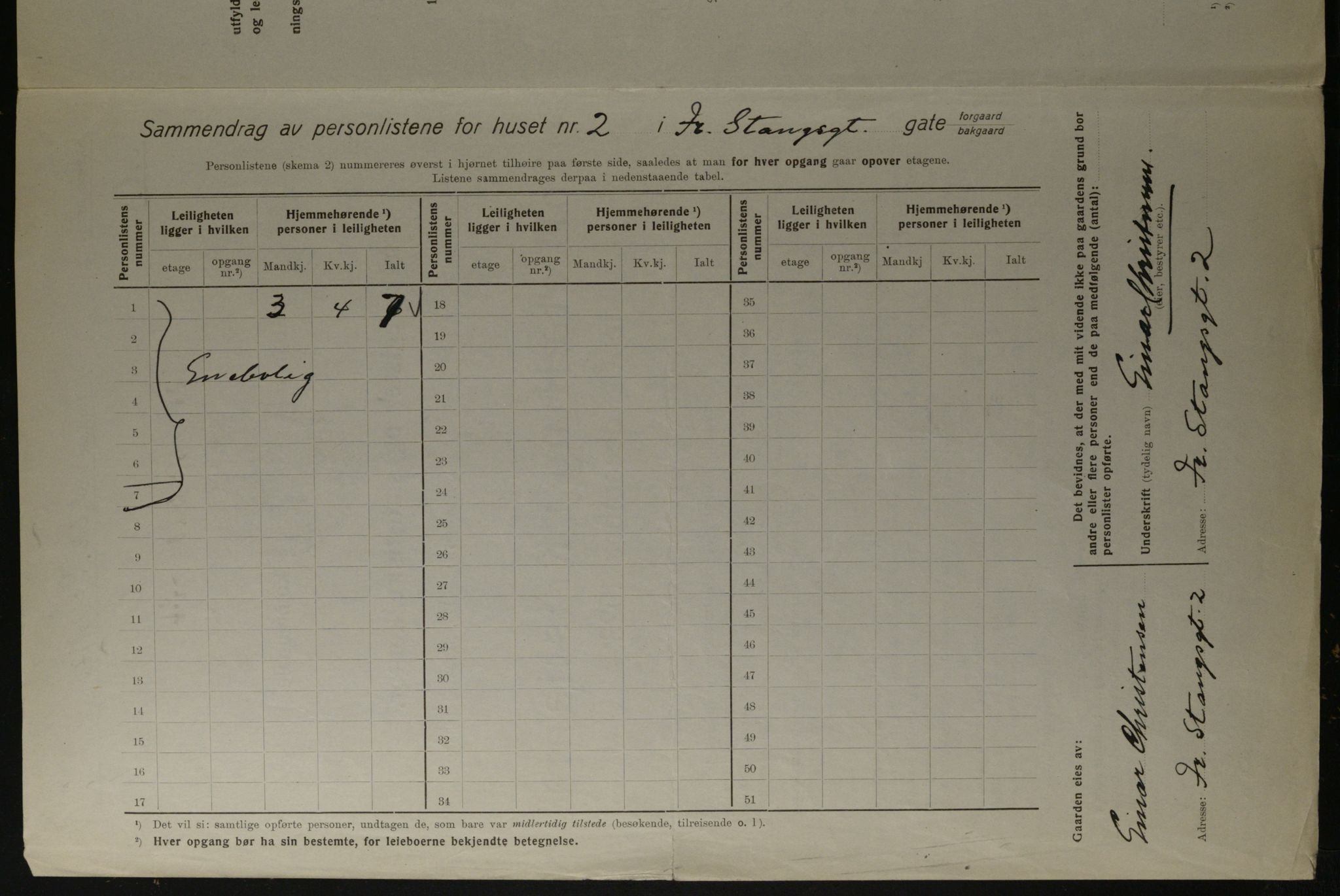 OBA, Municipal Census 1923 for Kristiania, 1923, p. 29725