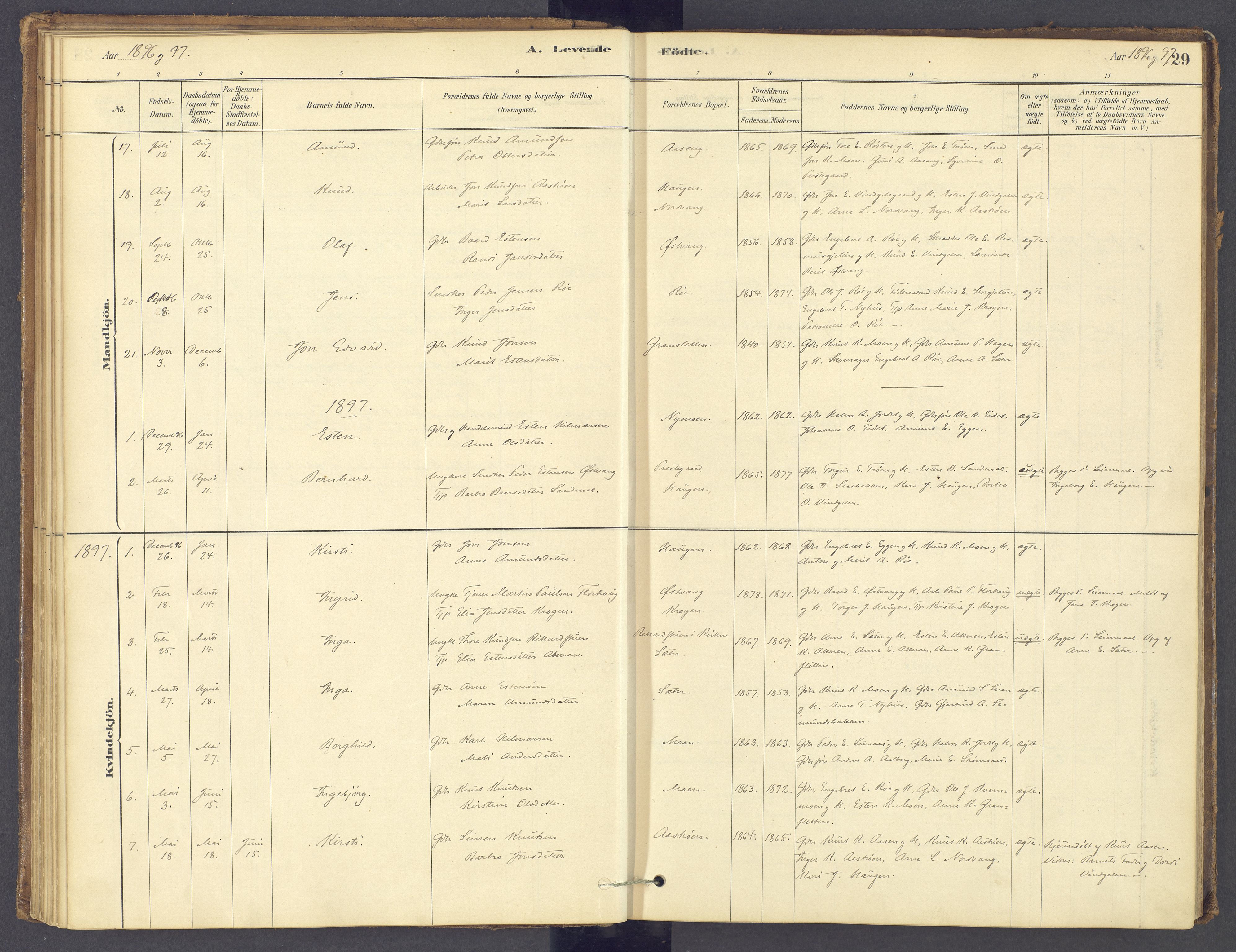 Tolga prestekontor, SAH/PREST-062/K/L0012: Parish register (official) no. 12, 1877-1925, p. 29