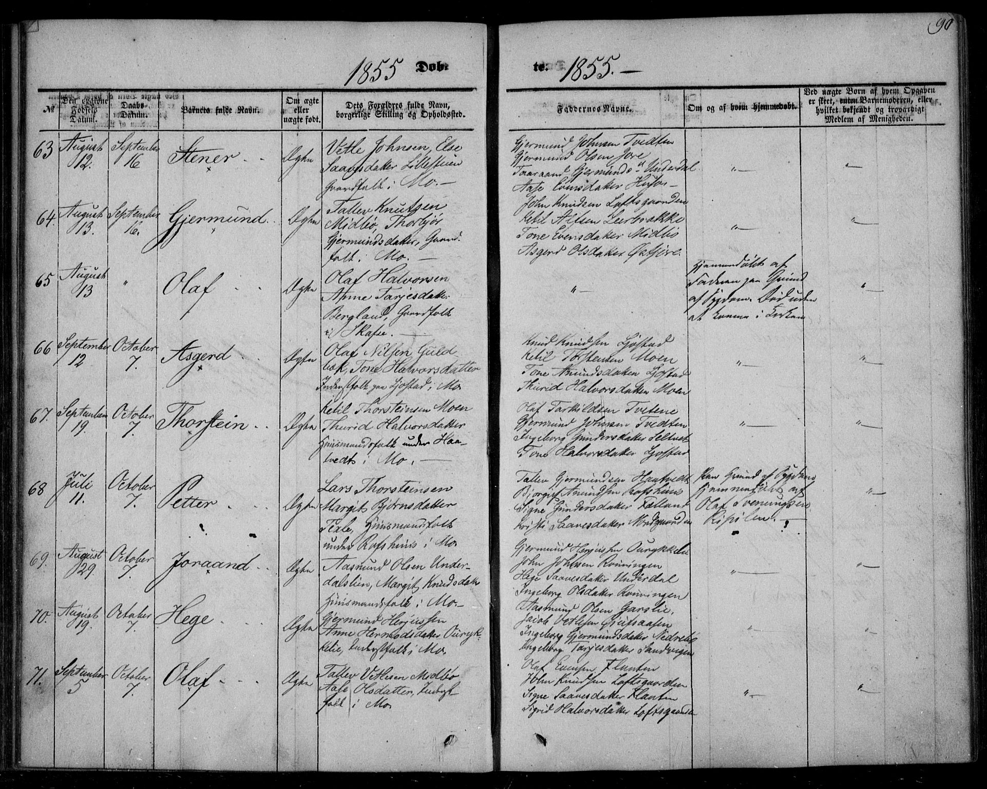 Mo kirkebøker, AV/SAKO-A-286/F/Fa/L0005: Parish register (official) no. I 5, 1844-1864, p. 90