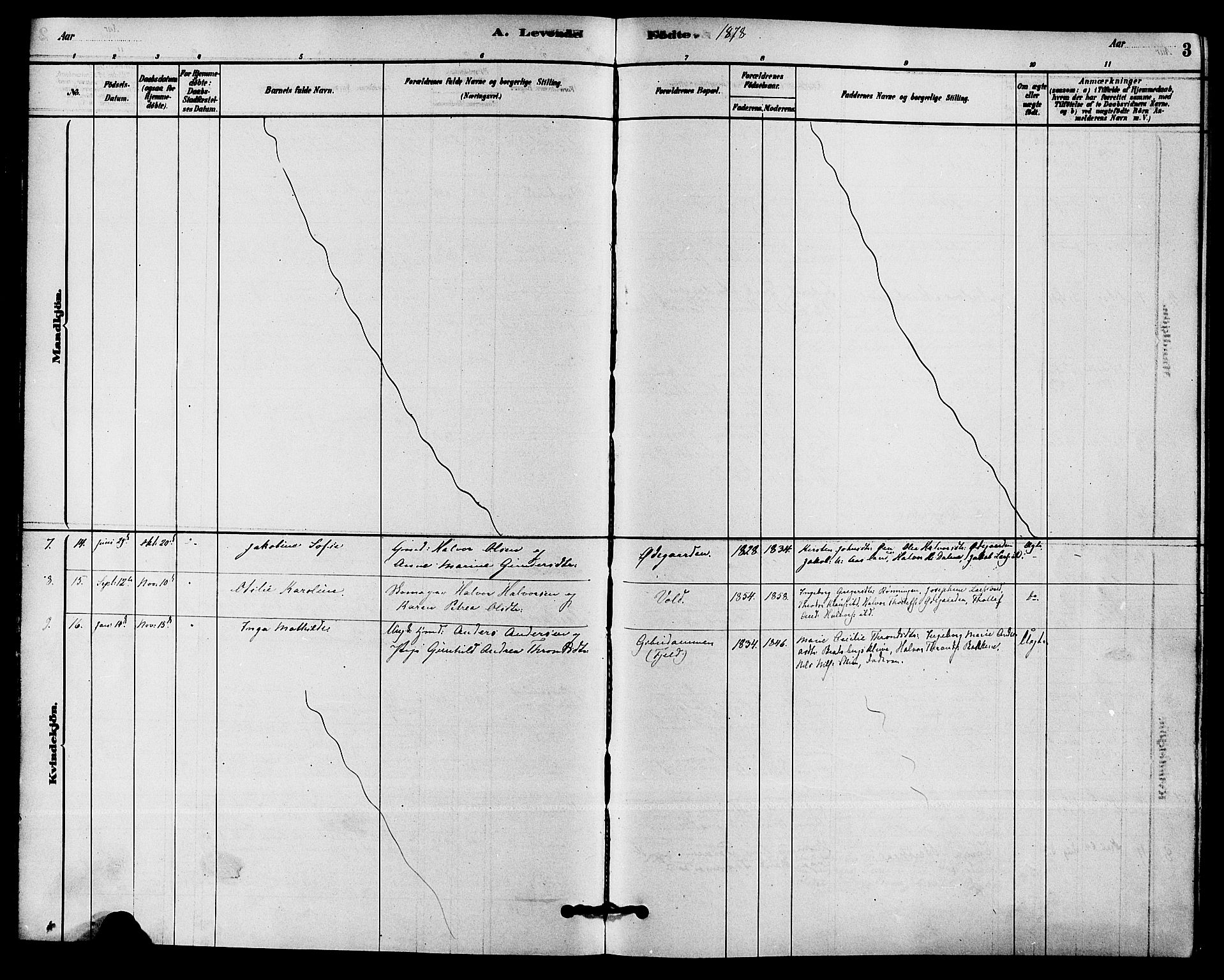 Solum kirkebøker, SAKO/A-306/F/Fc/L0001: Parish register (official) no. III 1, 1877-1891, p. 3