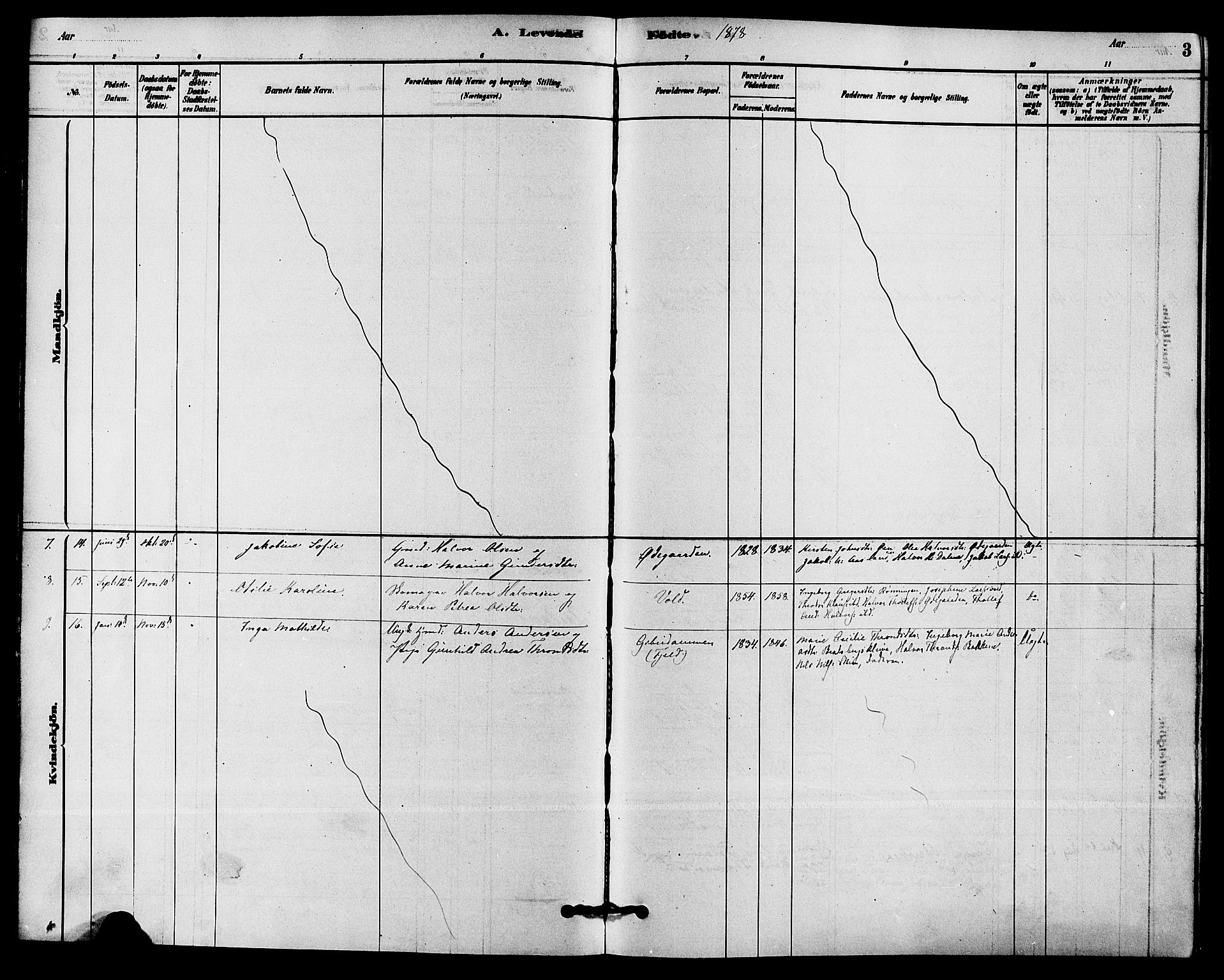 Solum kirkebøker, AV/SAKO-A-306/F/Fc/L0001: Parish register (official) no. III 1, 1877-1891, p. 3