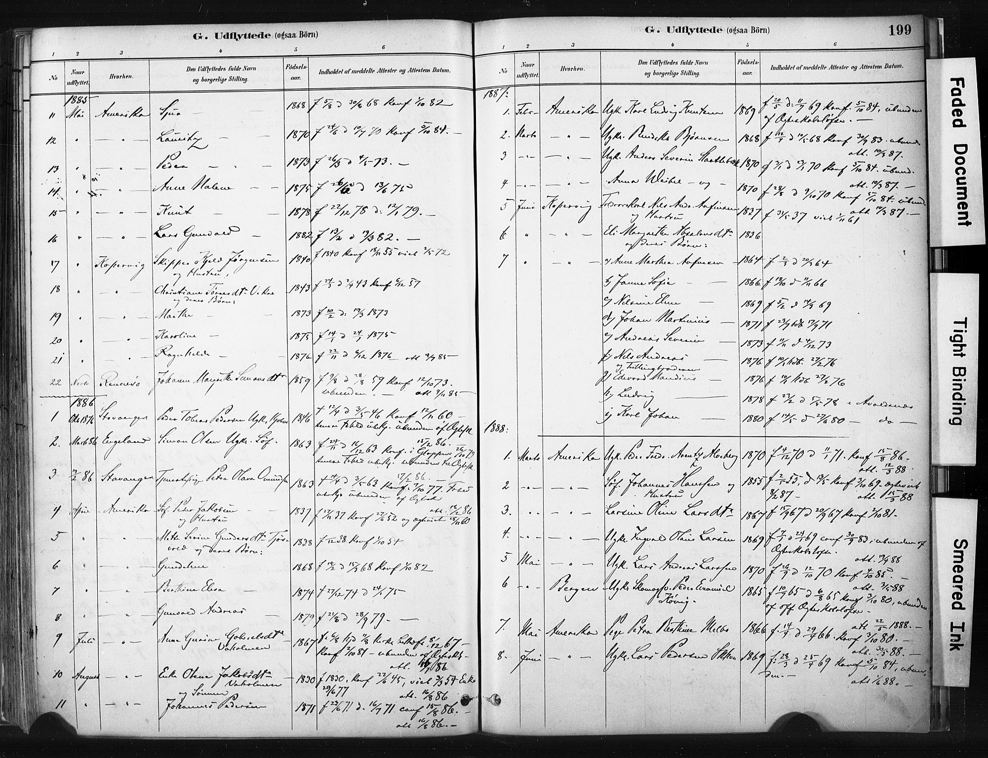 Skudenes sokneprestkontor, SAST/A -101849/H/Ha/Haa/L0008: Parish register (official) no. A 5, 1882-1912, p. 199