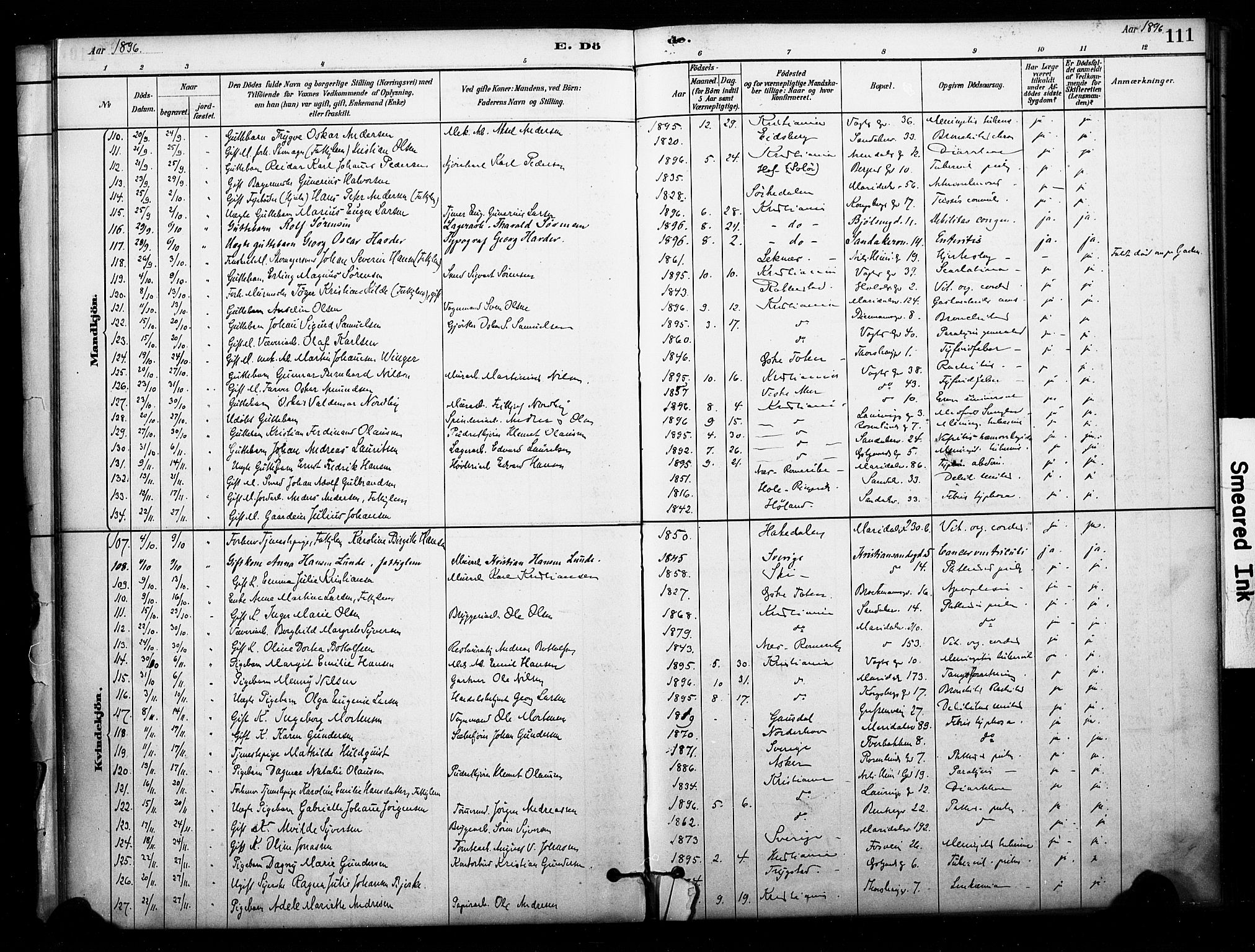 Sagene prestekontor Kirkebøker, AV/SAO-A-10796/F/L0003: Parish register (official) no. 3, 1880-1922, p. 111
