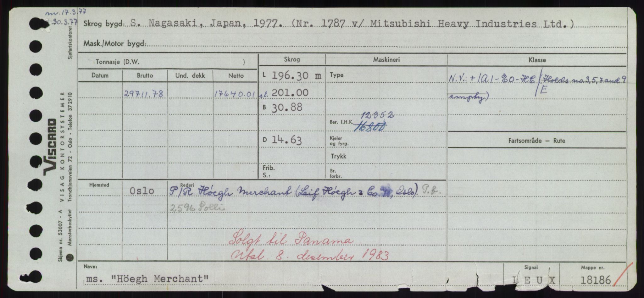 Sjøfartsdirektoratet med forløpere, Skipsmålingen, RA/S-1627/H/Hd/L0017: Fartøy, Holi-Hå, p. 385