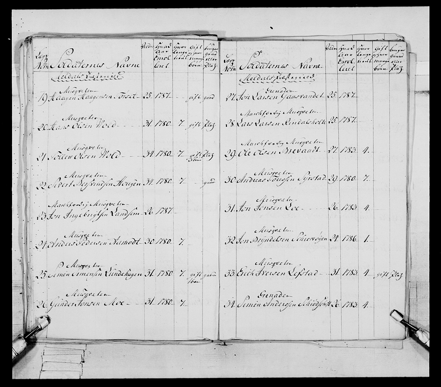 Generalitets- og kommissariatskollegiet, Det kongelige norske kommissariatskollegium, AV/RA-EA-5420/E/Eh/L0079: 2. Trondheimske nasjonale infanteriregiment, 1782-1789, p. 219