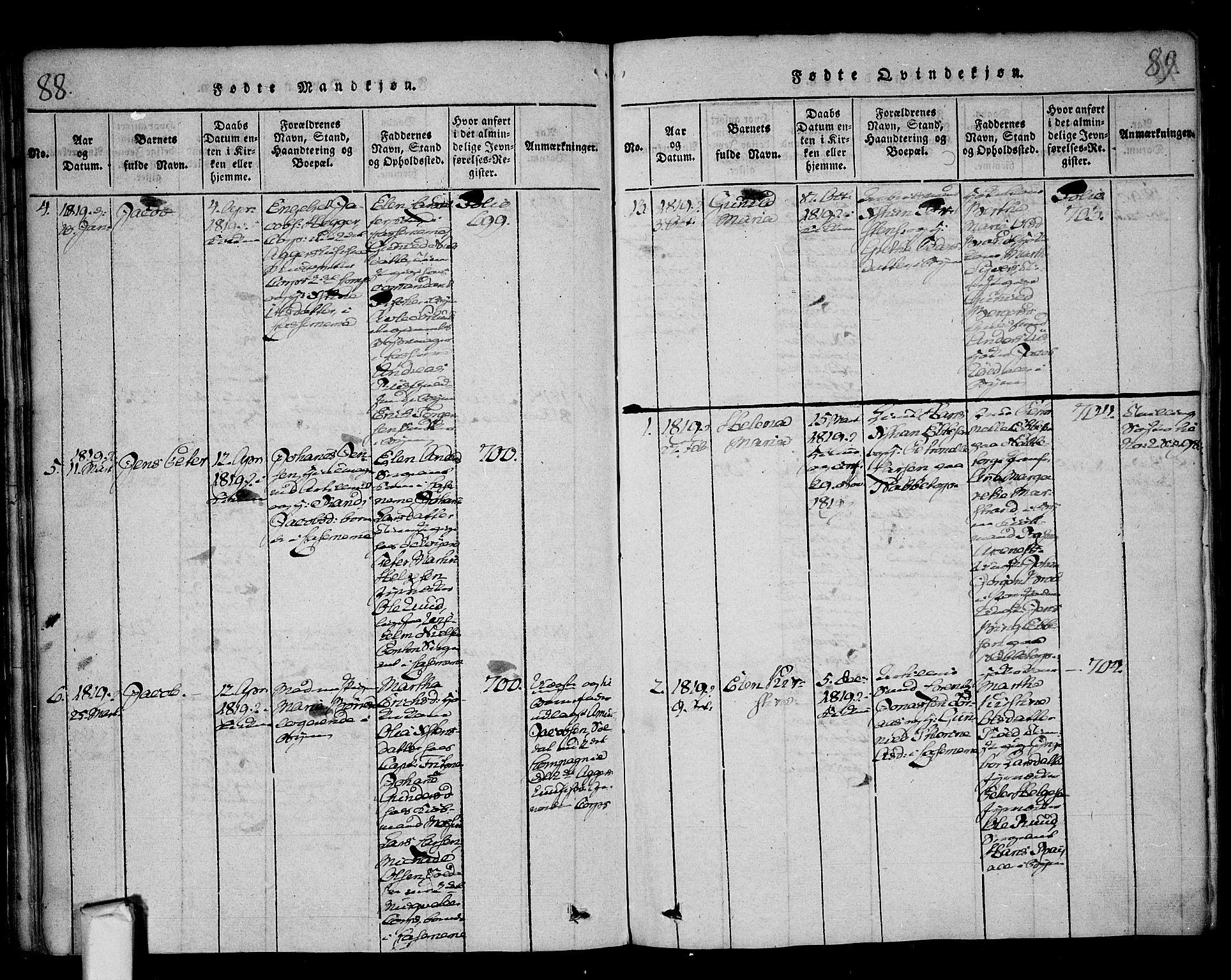 Fredrikstad prestekontor Kirkebøker, SAO/A-11082/F/Fa/L0004: Parish register (official) no. 4, 1816-1834, p. 88-89