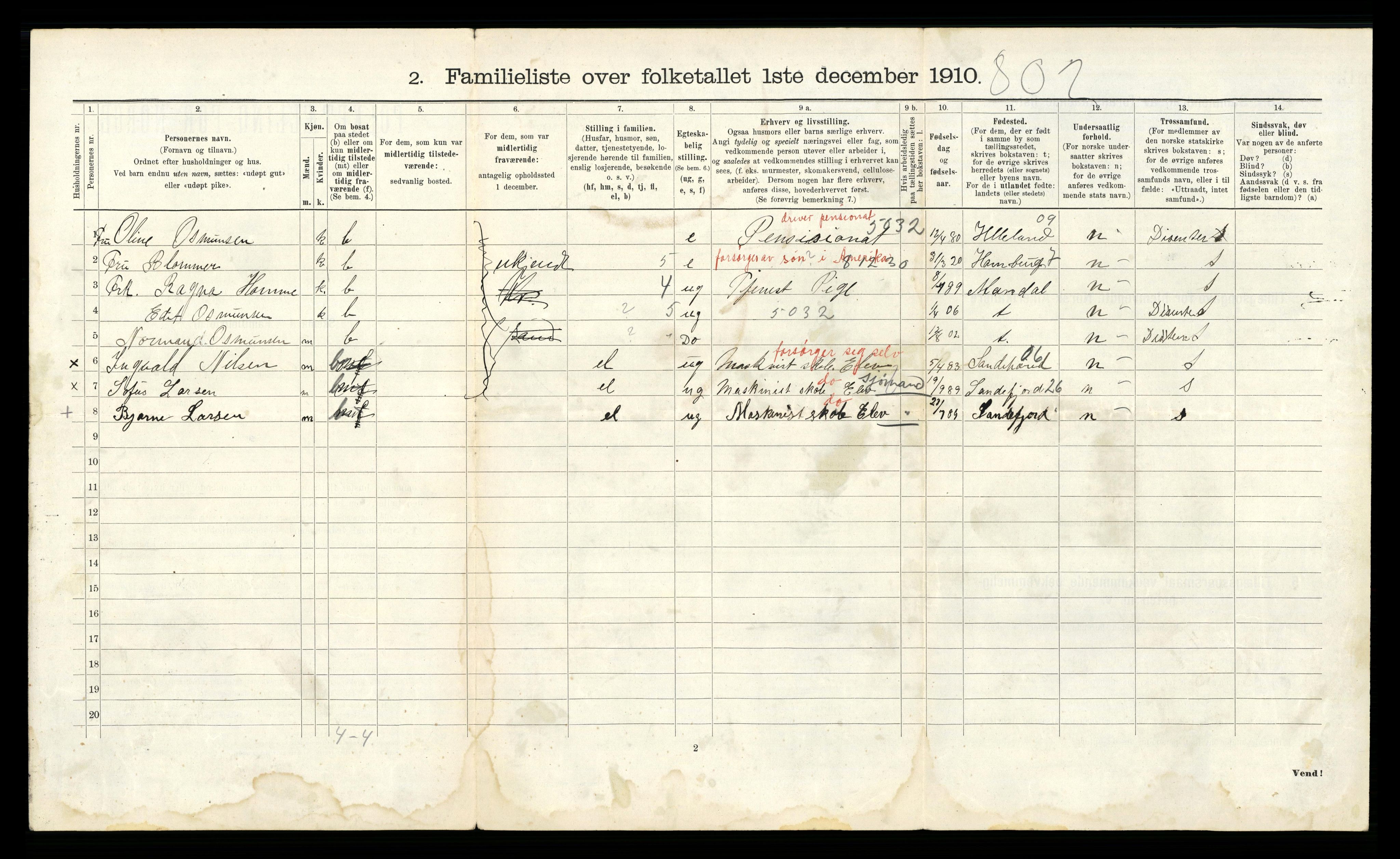 RA, 1910 census for Kristiansand, 1910, p. 783