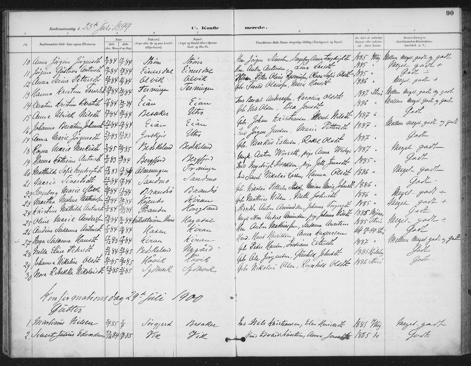 Ministerialprotokoller, klokkerbøker og fødselsregistre - Sør-Trøndelag, SAT/A-1456/657/L0708: Parish register (official) no. 657A09, 1894-1904, p. 90