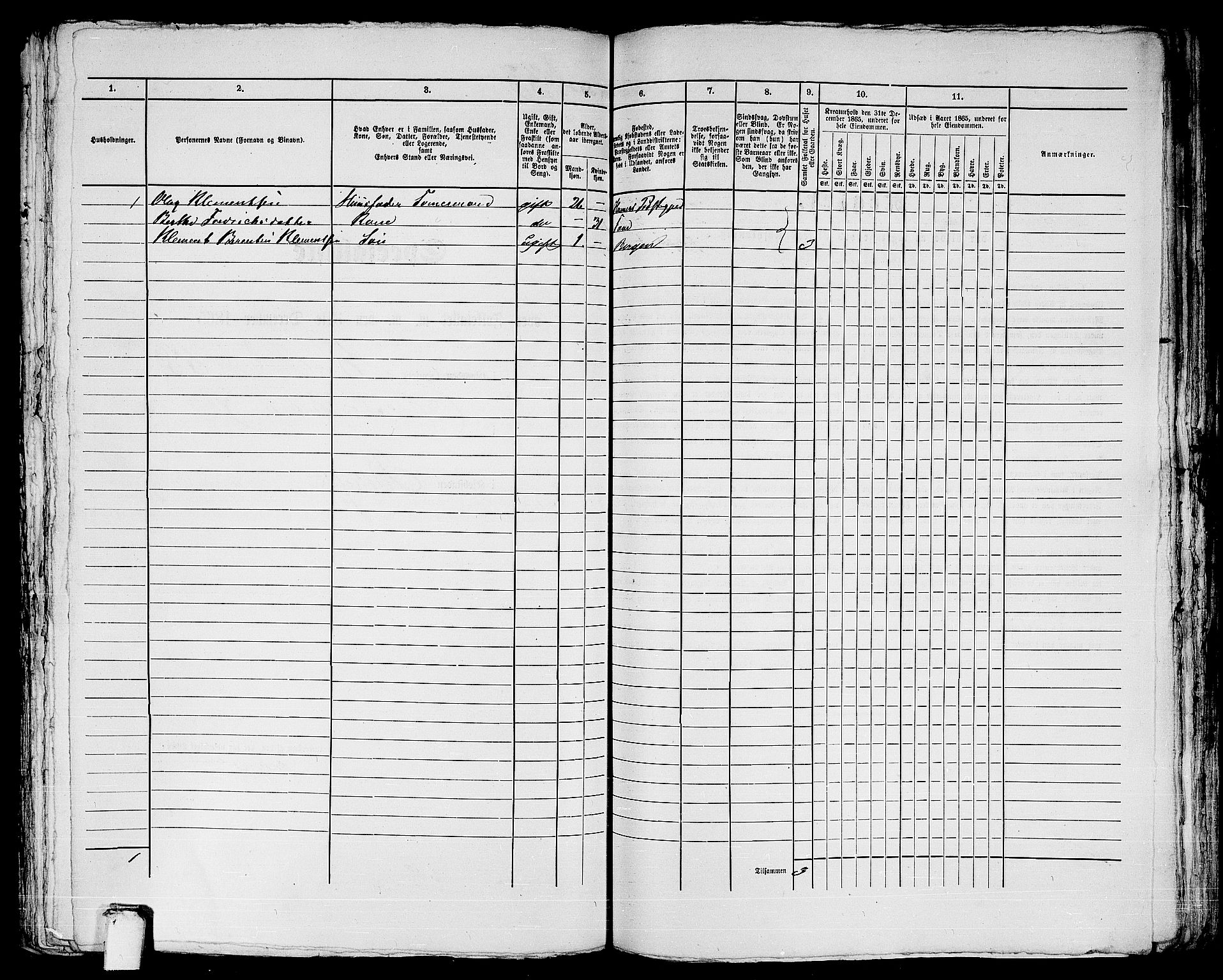 RA, 1865 census for Bergen, 1865, p. 923