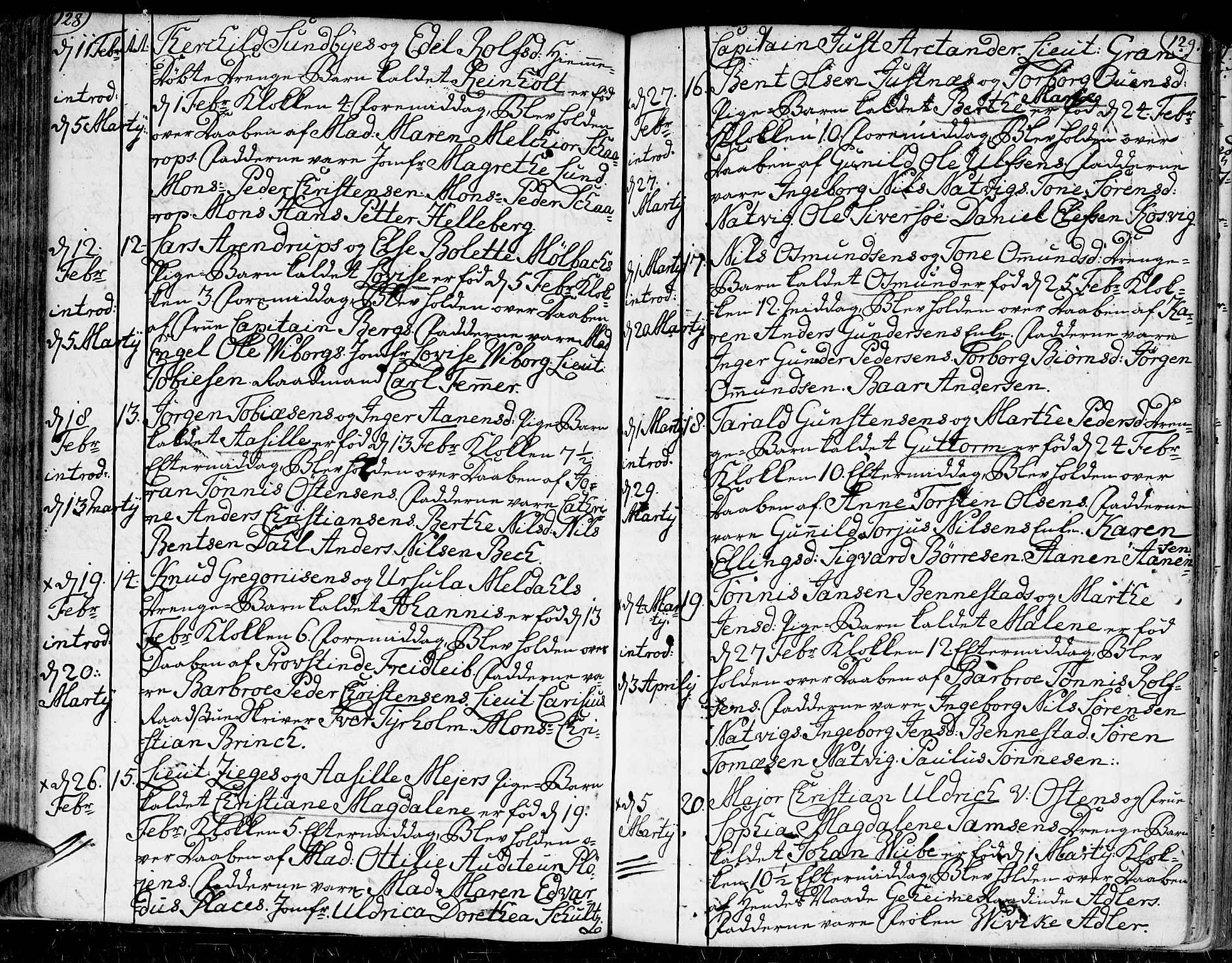 Kristiansand domprosti, AV/SAK-1112-0006/F/Fa/L0002: Parish register (official) no. A 2, 1755-1778, p. 128-129