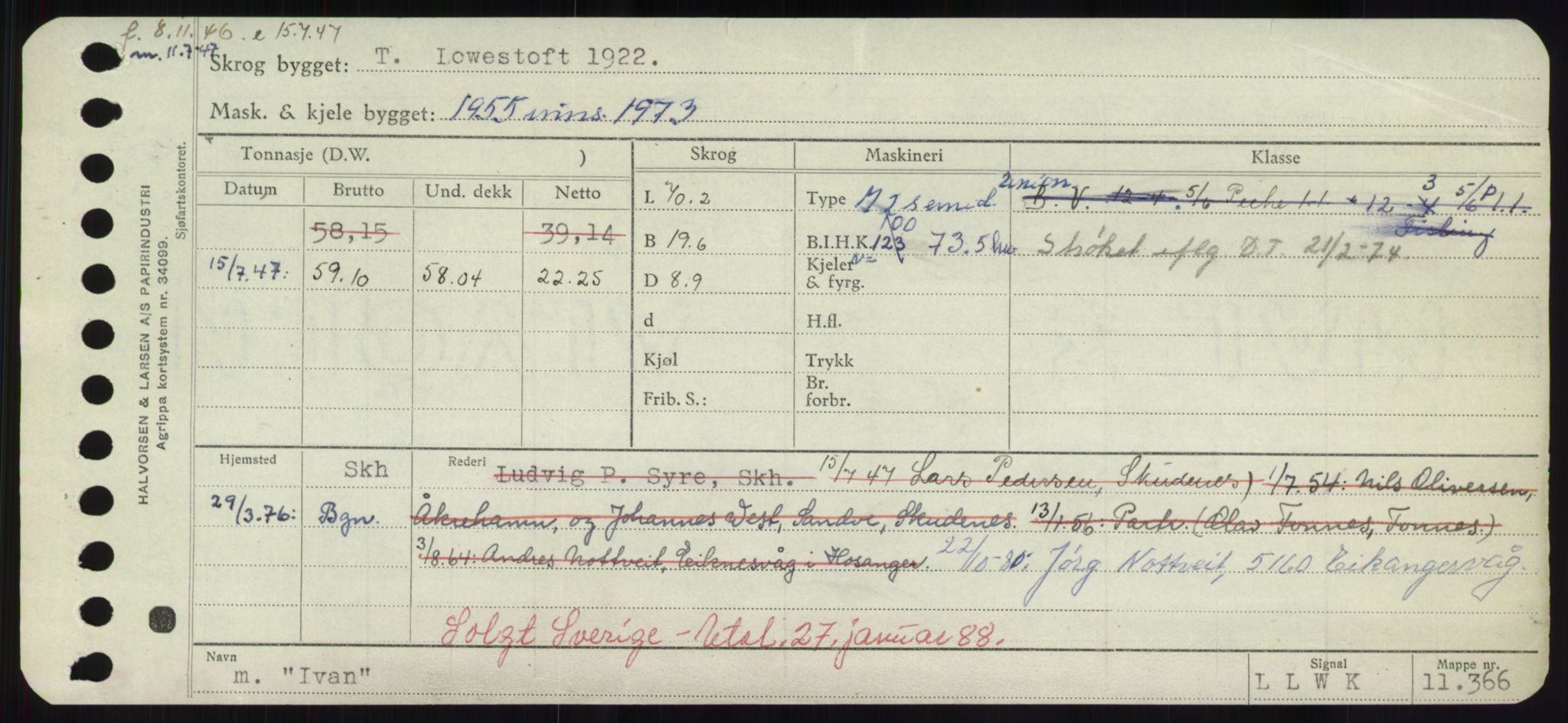 Sjøfartsdirektoratet med forløpere, Skipsmålingen, AV/RA-S-1627/H/Hd/L0018: Fartøy, I, p. 321