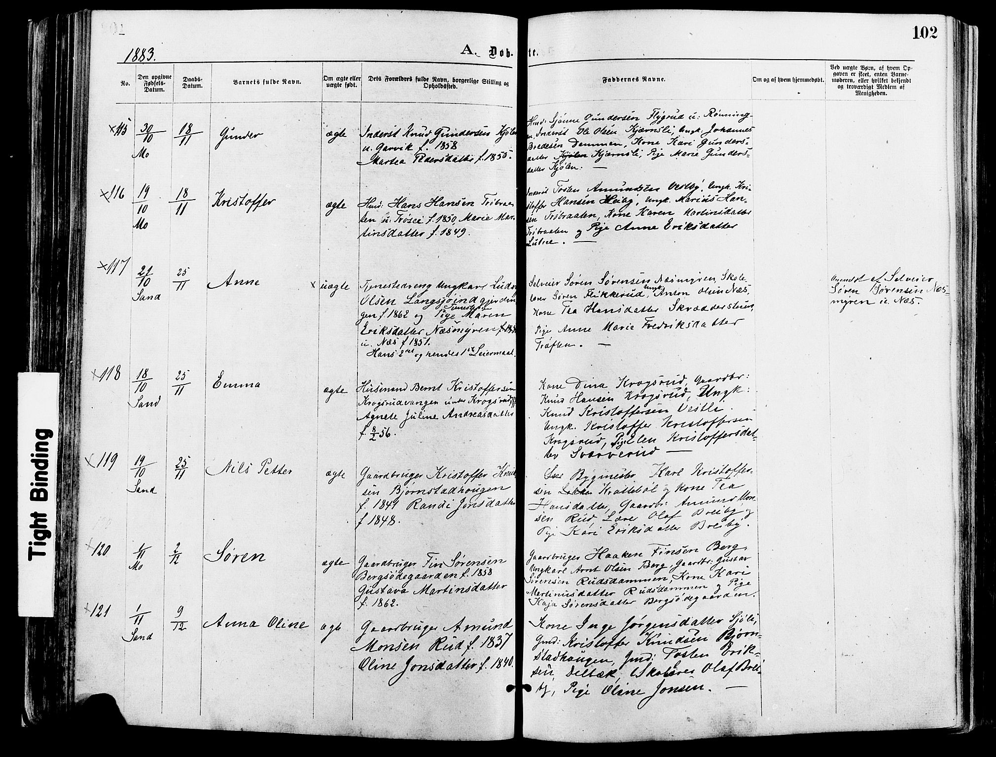 Nord-Odal prestekontor, AV/SAH-PREST-032/H/Ha/Haa/L0005: Parish register (official) no. 5, 1874-1885, p. 102