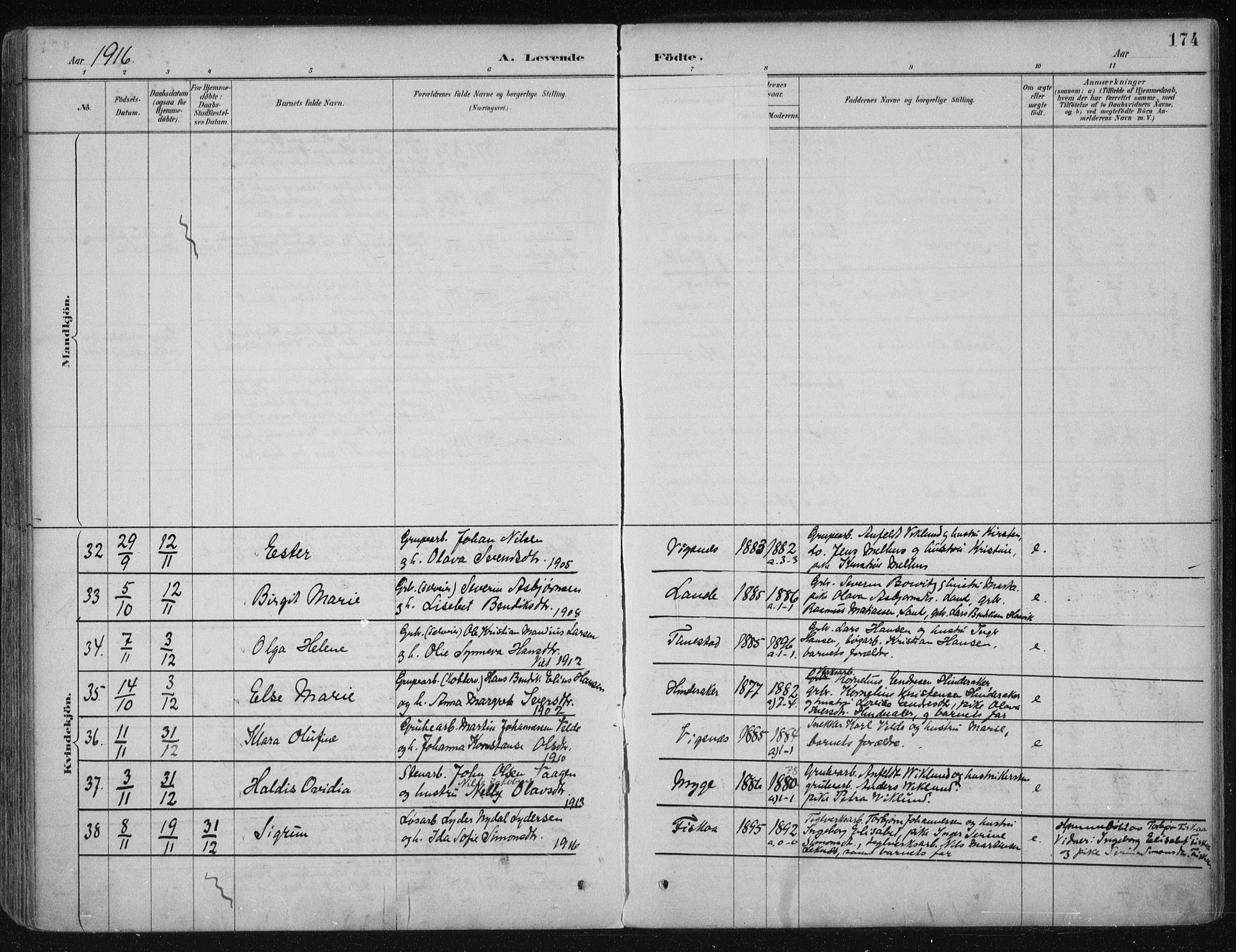 Avaldsnes sokneprestkontor, AV/SAST-A -101851/H/Ha/Haa/L0017: Parish register (official) no. A 17, 1889-1920, p. 174