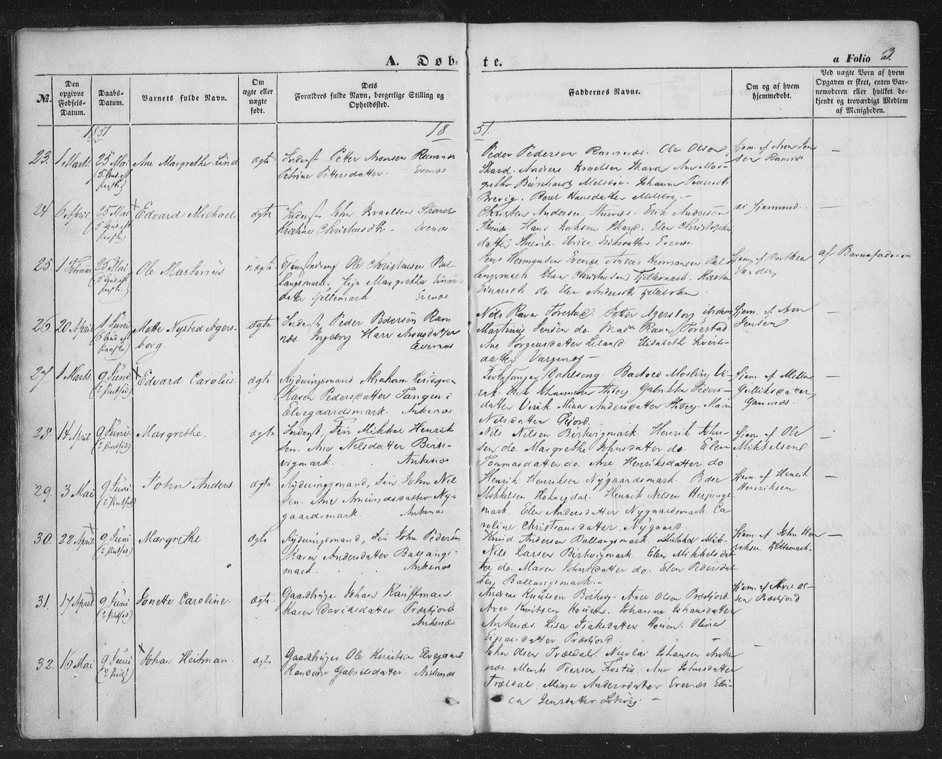 Ministerialprotokoller, klokkerbøker og fødselsregistre - Nordland, AV/SAT-A-1459/863/L0895: Parish register (official) no. 863A07, 1851-1860, p. 3