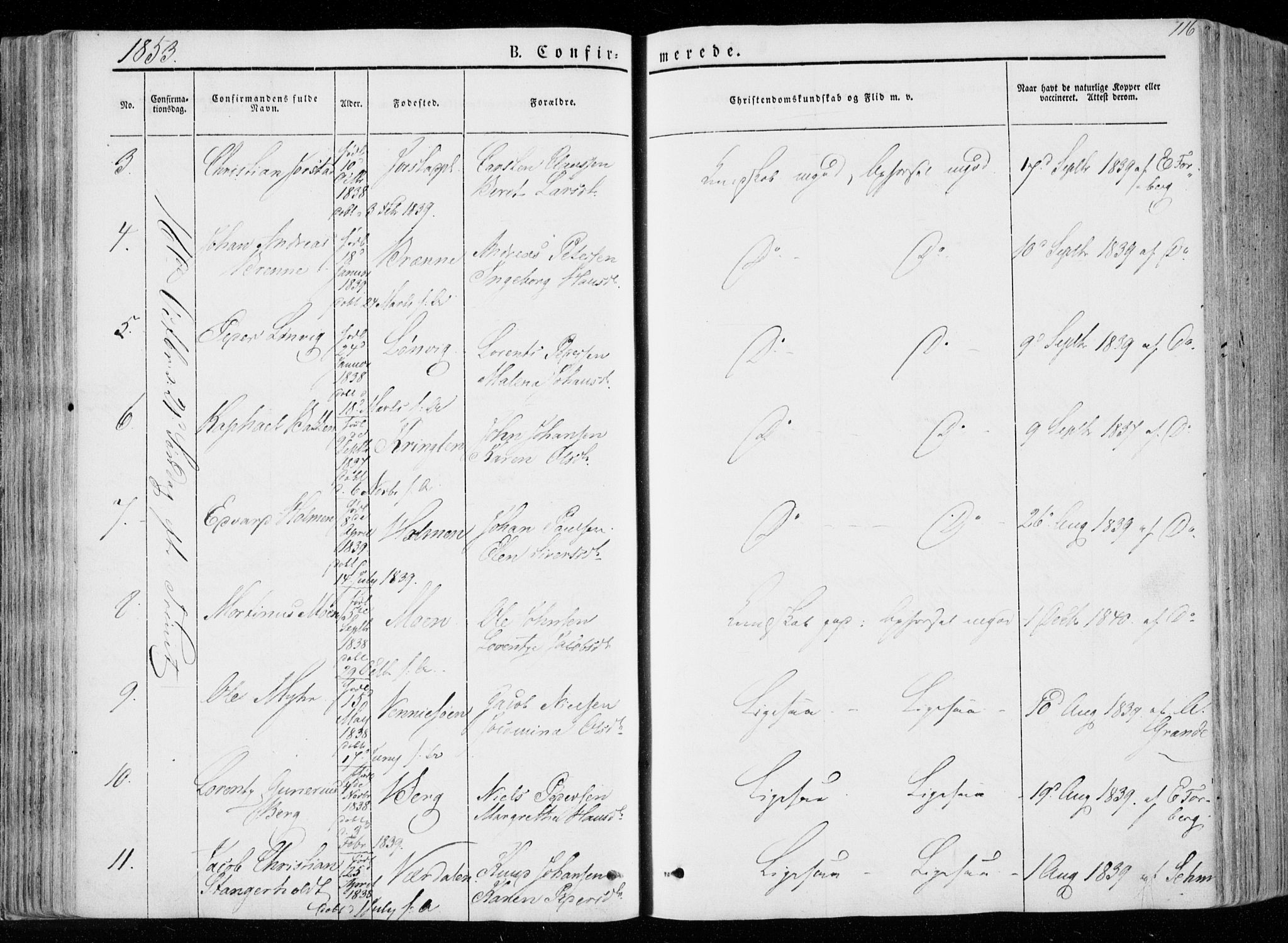 Ministerialprotokoller, klokkerbøker og fødselsregistre - Nord-Trøndelag, SAT/A-1458/722/L0218: Parish register (official) no. 722A05, 1843-1868, p. 116
