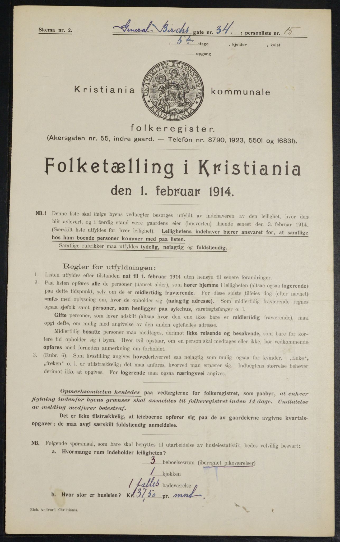 OBA, Municipal Census 1914 for Kristiania, 1914, p. 29309