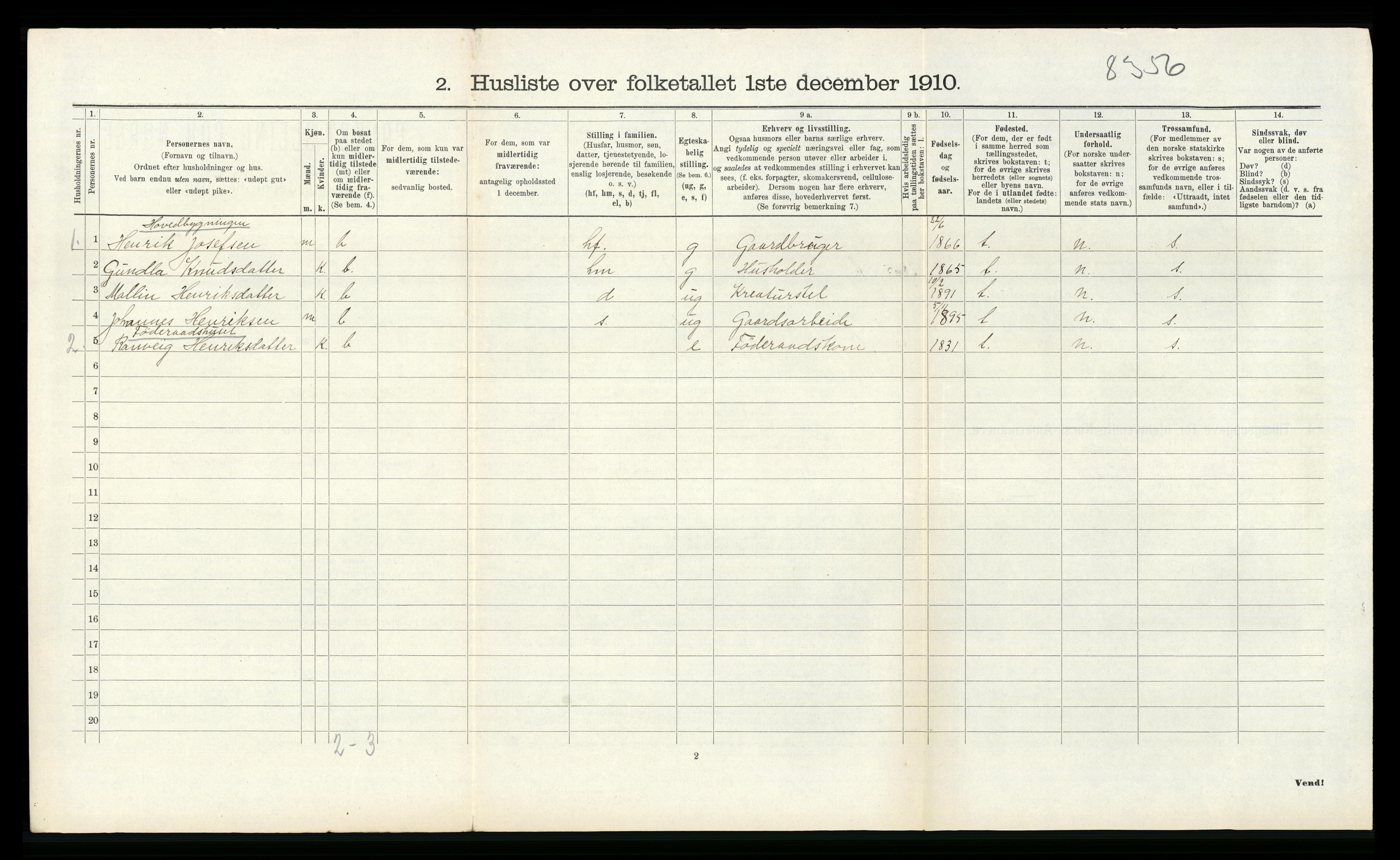 RA, 1910 census for Hjelmeland, 1910, p. 287