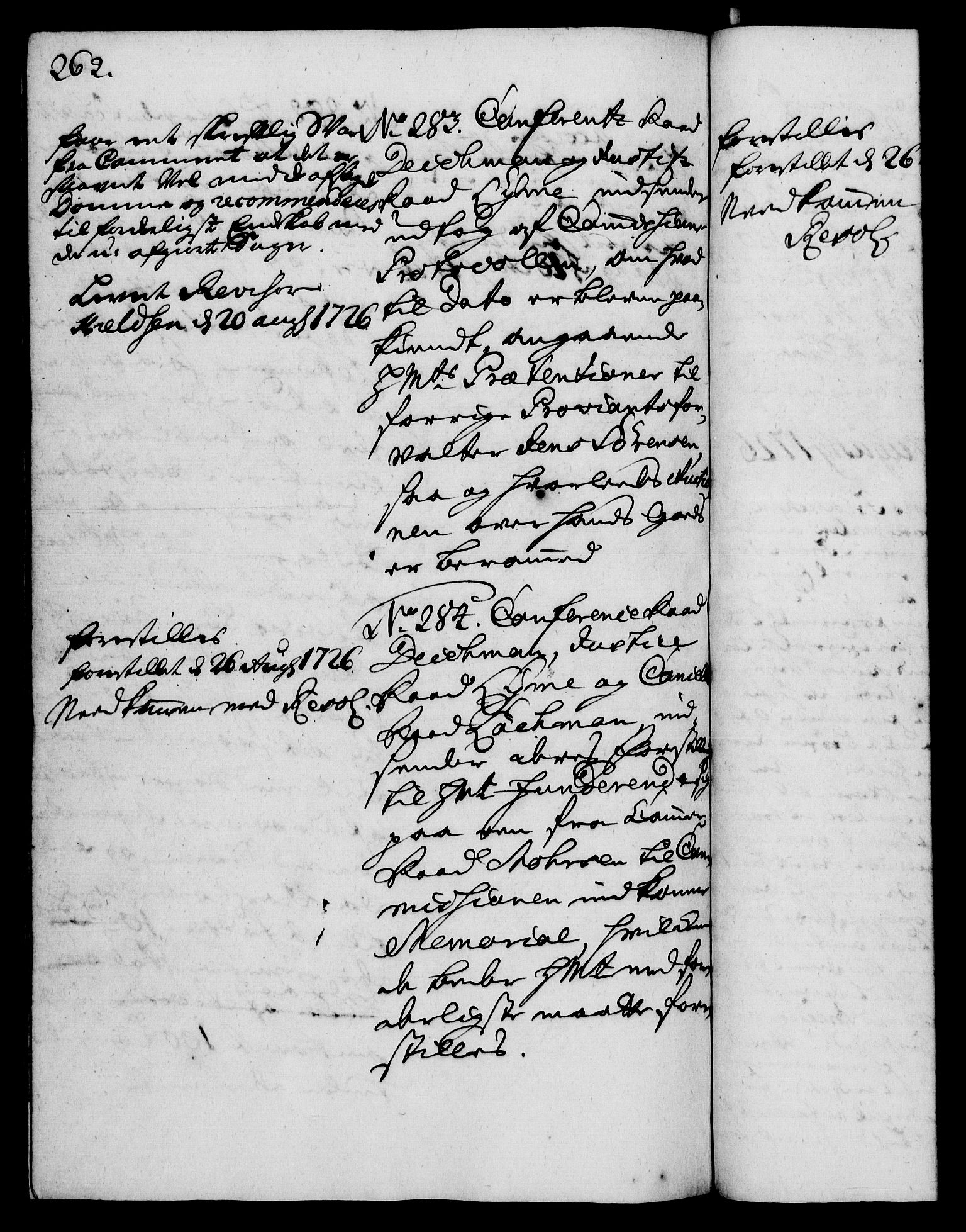 Rentekammeret, Kammerkanselliet, RA/EA-3111/G/Gh/Gha/L0008: Norsk ekstraktmemorialprotokoll (merket RK 53.53), 1725-1726, p. 262