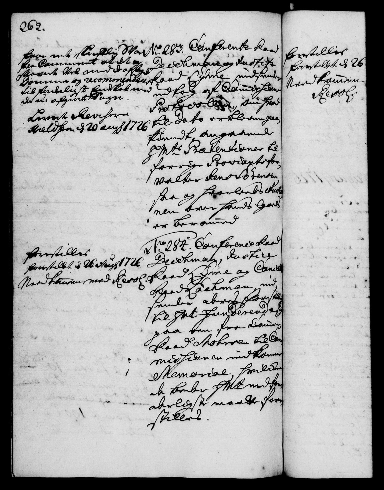 Rentekammeret, Kammerkanselliet, AV/RA-EA-3111/G/Gh/Gha/L0008: Norsk ekstraktmemorialprotokoll (merket RK 53.53), 1725-1726, p. 262