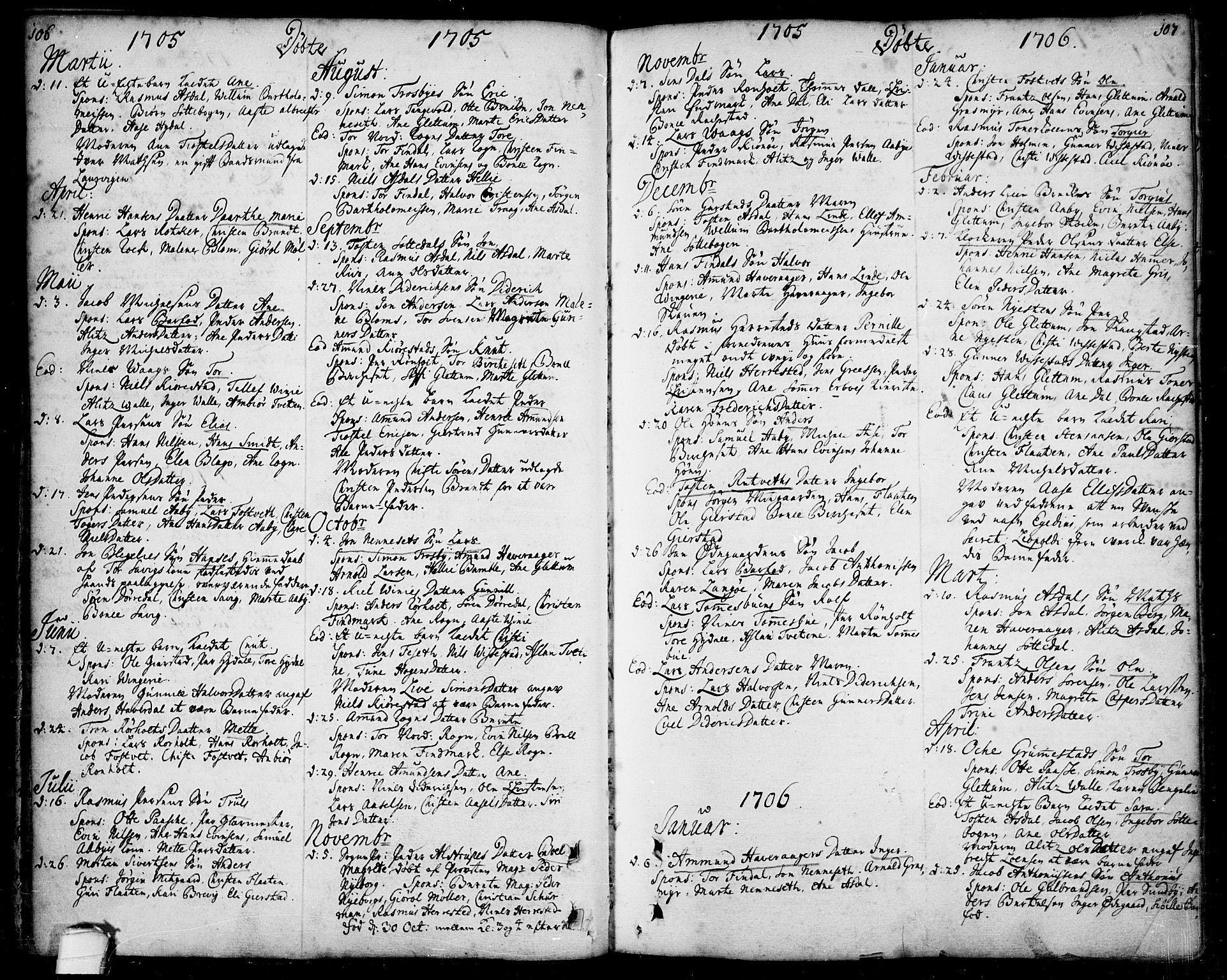 Bamble kirkebøker, SAKO/A-253/F/Fa/L0001: Parish register (official) no. I 1, 1702-1774, p. 106-107