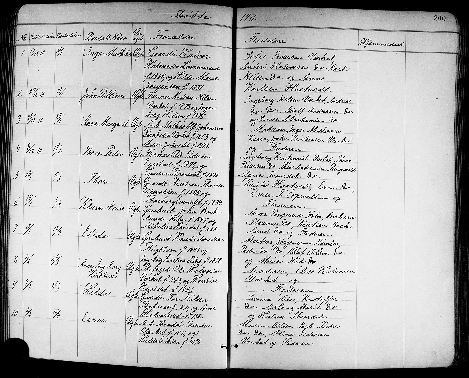Holla kirkebøker, SAKO/A-272/G/Ga/L0005: Parish register (copy) no. I 5, 1891-1917, p. 200