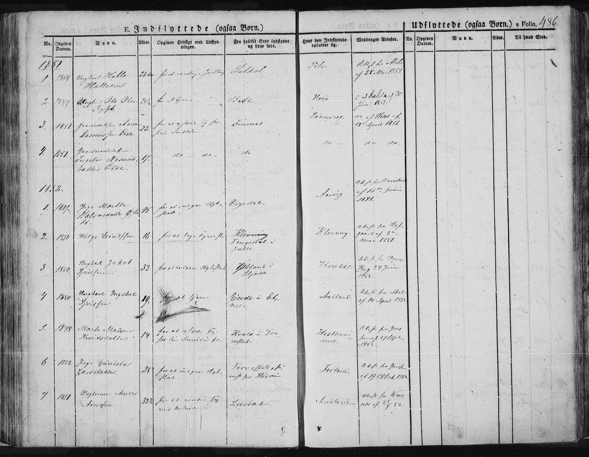Tysvær sokneprestkontor, SAST/A -101864/H/Ha/Haa/L0001: Parish register (official) no. A 1.2, 1831-1856, p. 486
