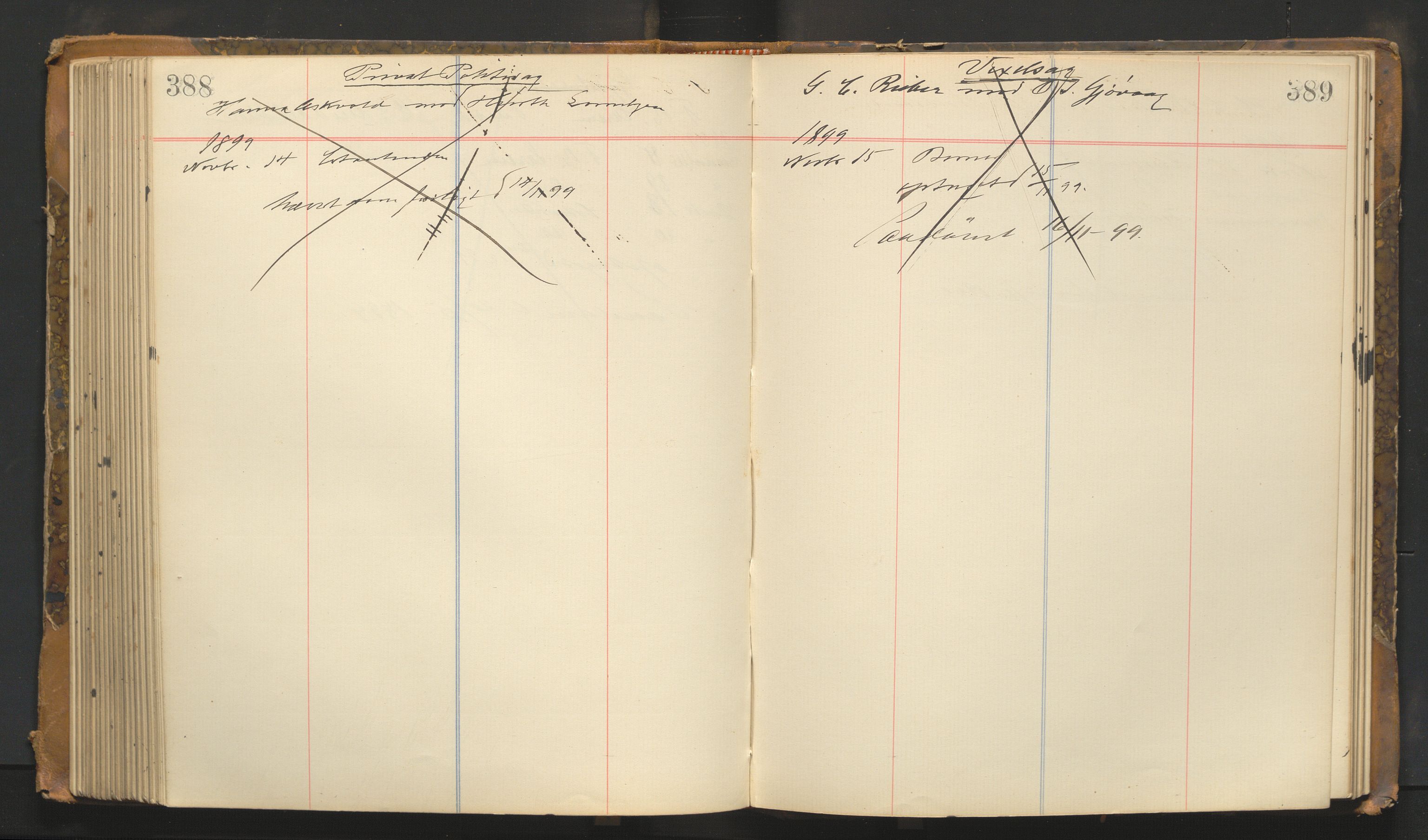 Stavanger byfogd, AV/SAST-A-101408/001/3/32/32A/L0002: Saksliste for Stavanger byting, 1894-1900, p. 388-389