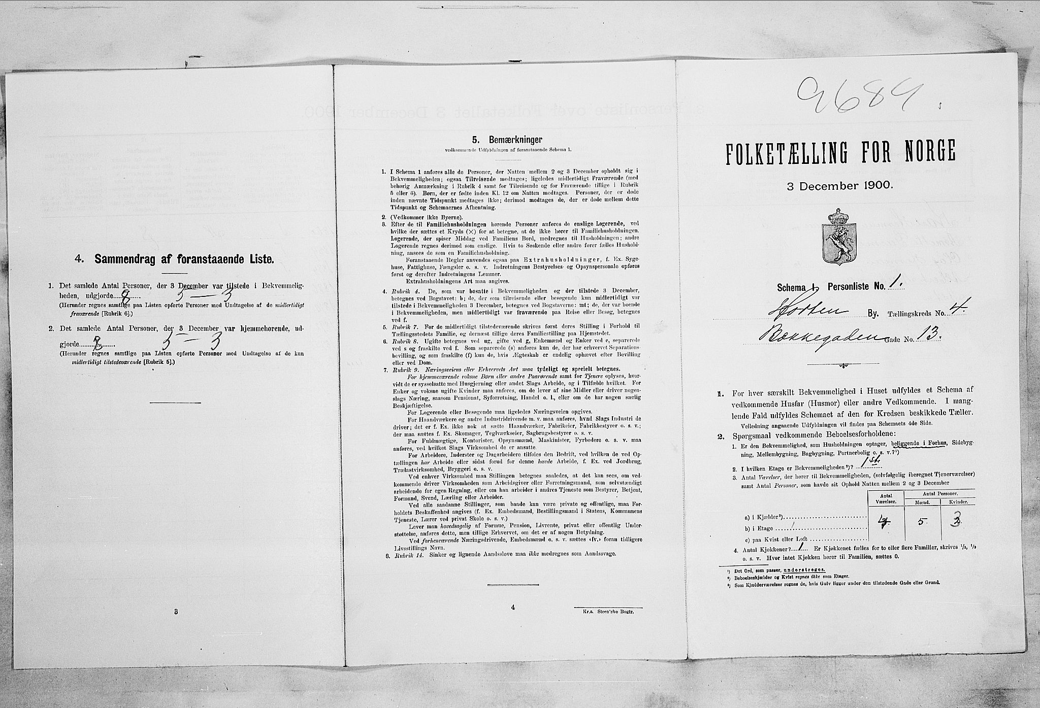 RA, 1900 census for Horten, 1900, p. 2804