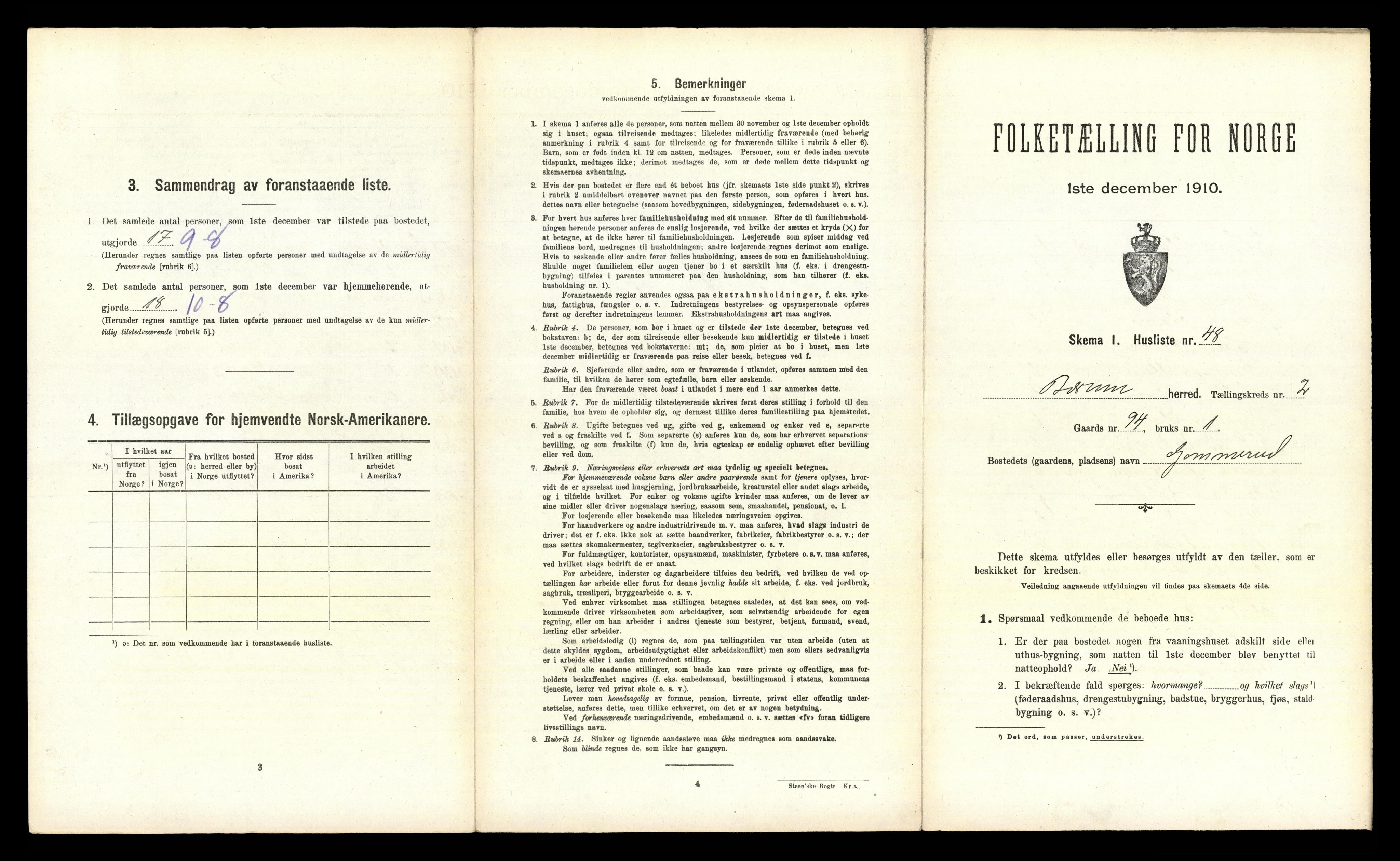 RA, 1910 census for Bærum, 1910, p. 397