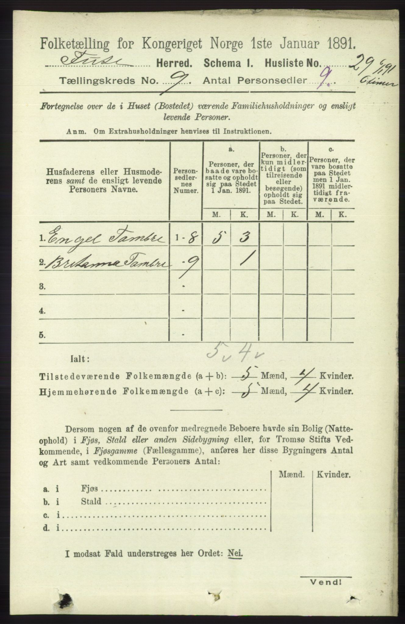 RA, 1891 census for 1241 Fusa, 1891, p. 1690