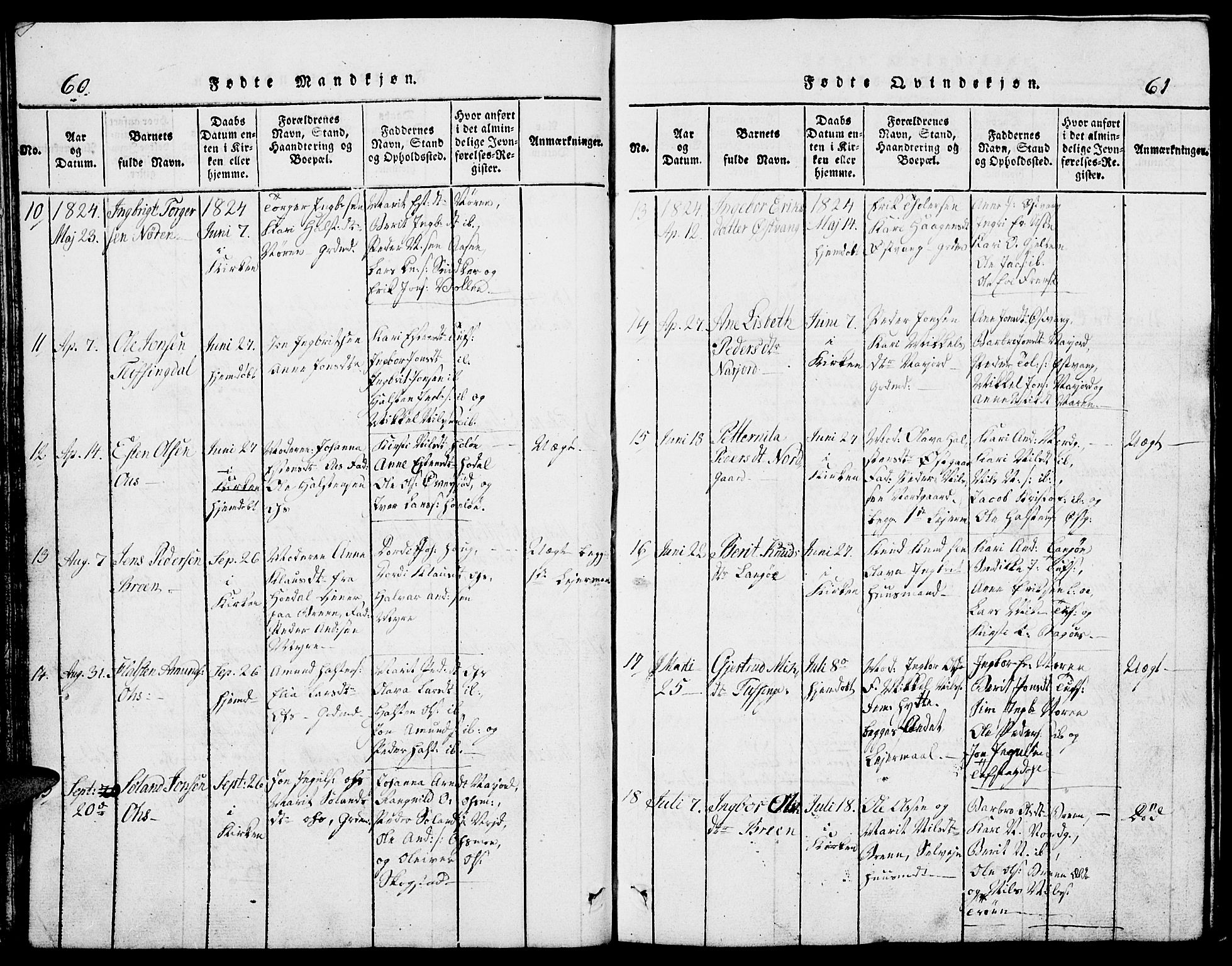 Tolga prestekontor, AV/SAH-PREST-062/L/L0002: Parish register (copy) no. 2, 1815-1844, p. 60-61