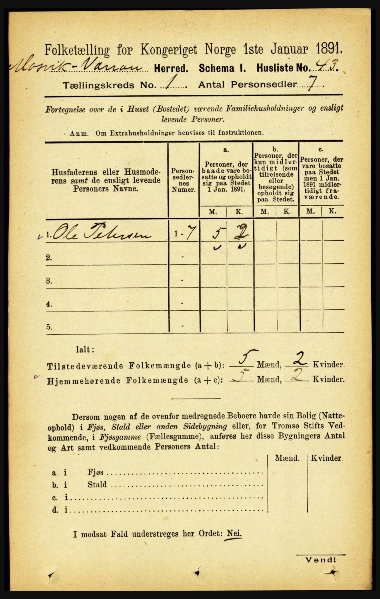 RA, 1891 census for 1723 Mosvik og Verran, 1891, p. 66