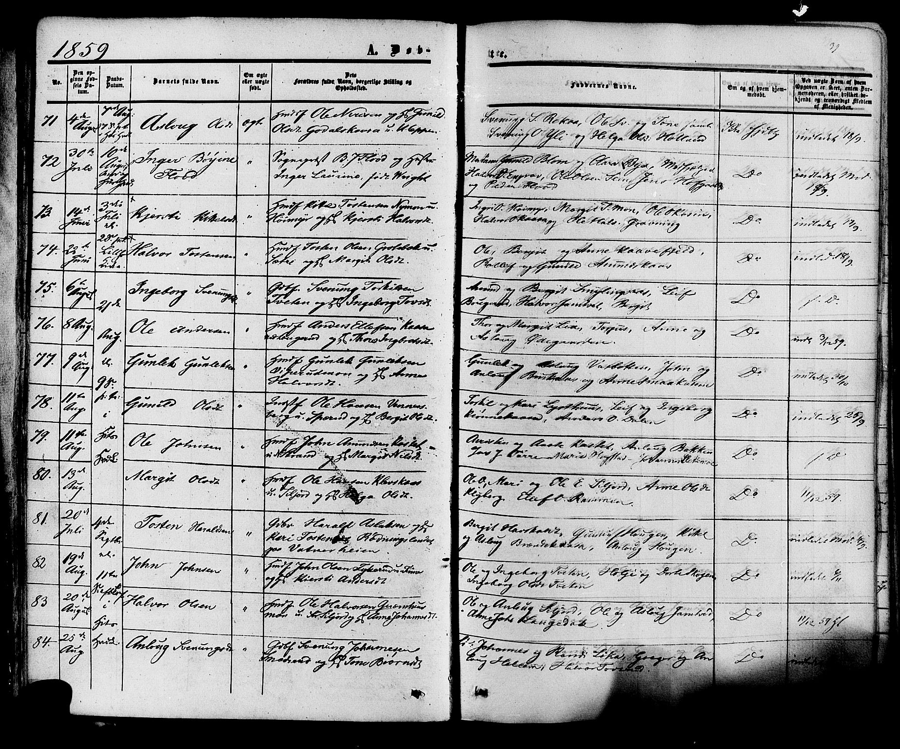 Heddal kirkebøker, AV/SAKO-A-268/F/Fa/L0007: Parish register (official) no. I 7, 1855-1877, p. 39