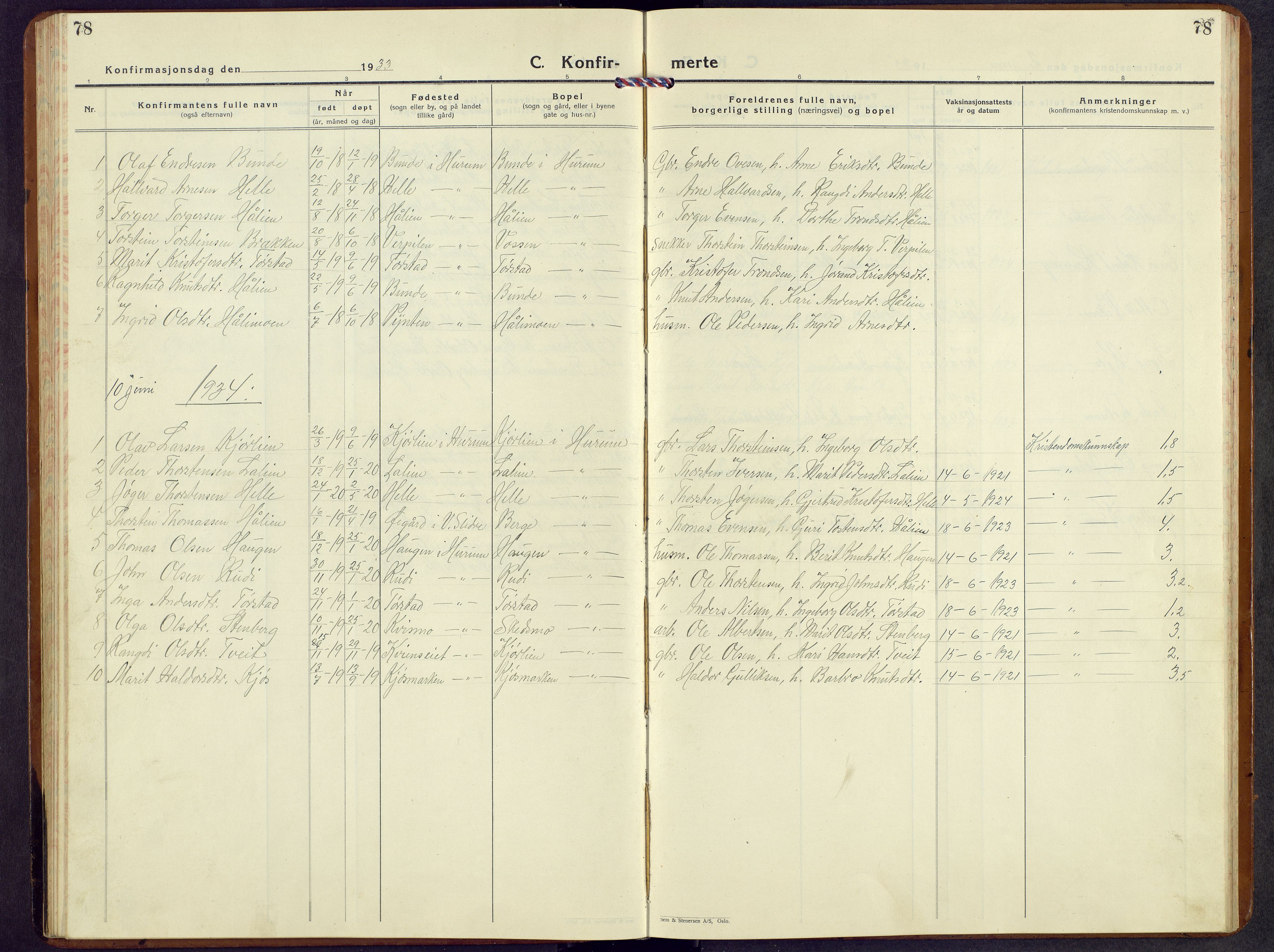 Vang prestekontor, Valdres, SAH/PREST-140/H/Hb/L0008: Parish register (copy) no. 8, 1925-1967, p. 78
