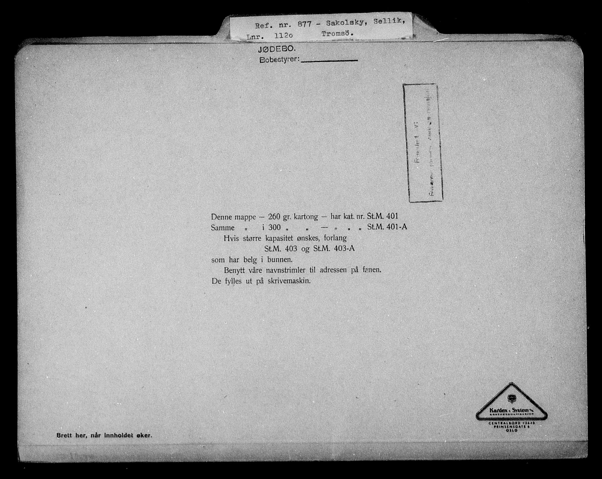 Justisdepartementet, Tilbakeføringskontoret for inndratte formuer, AV/RA-S-1564/H/Hc/Hcb/L0915: --, 1945-1947, p. 296