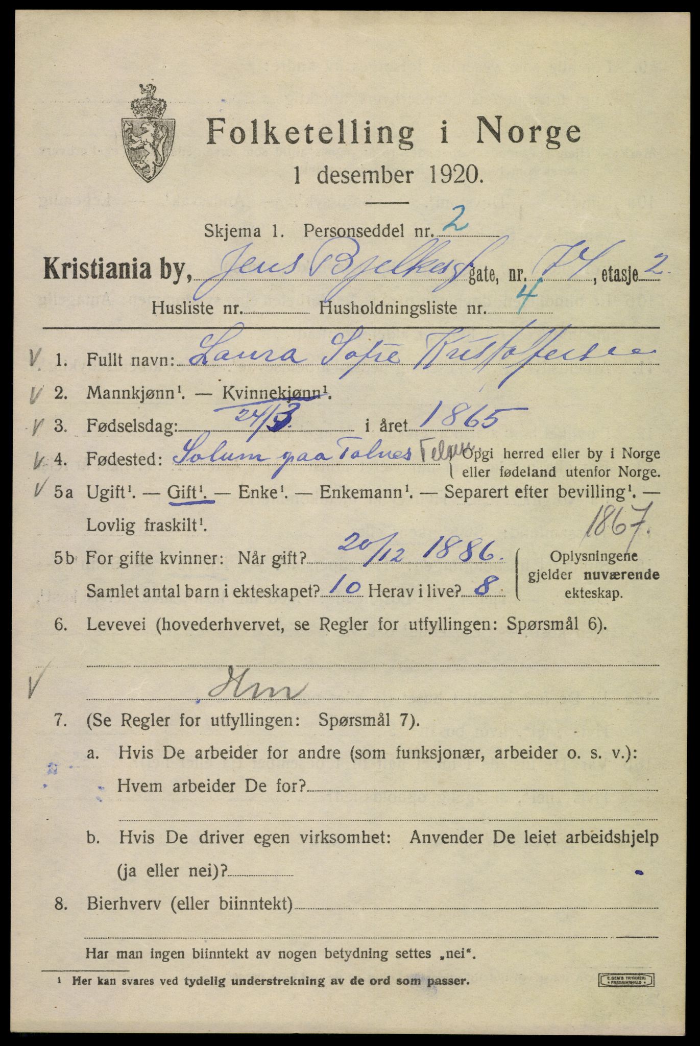 SAO, 1920 census for Kristiania, 1920, p. 321783