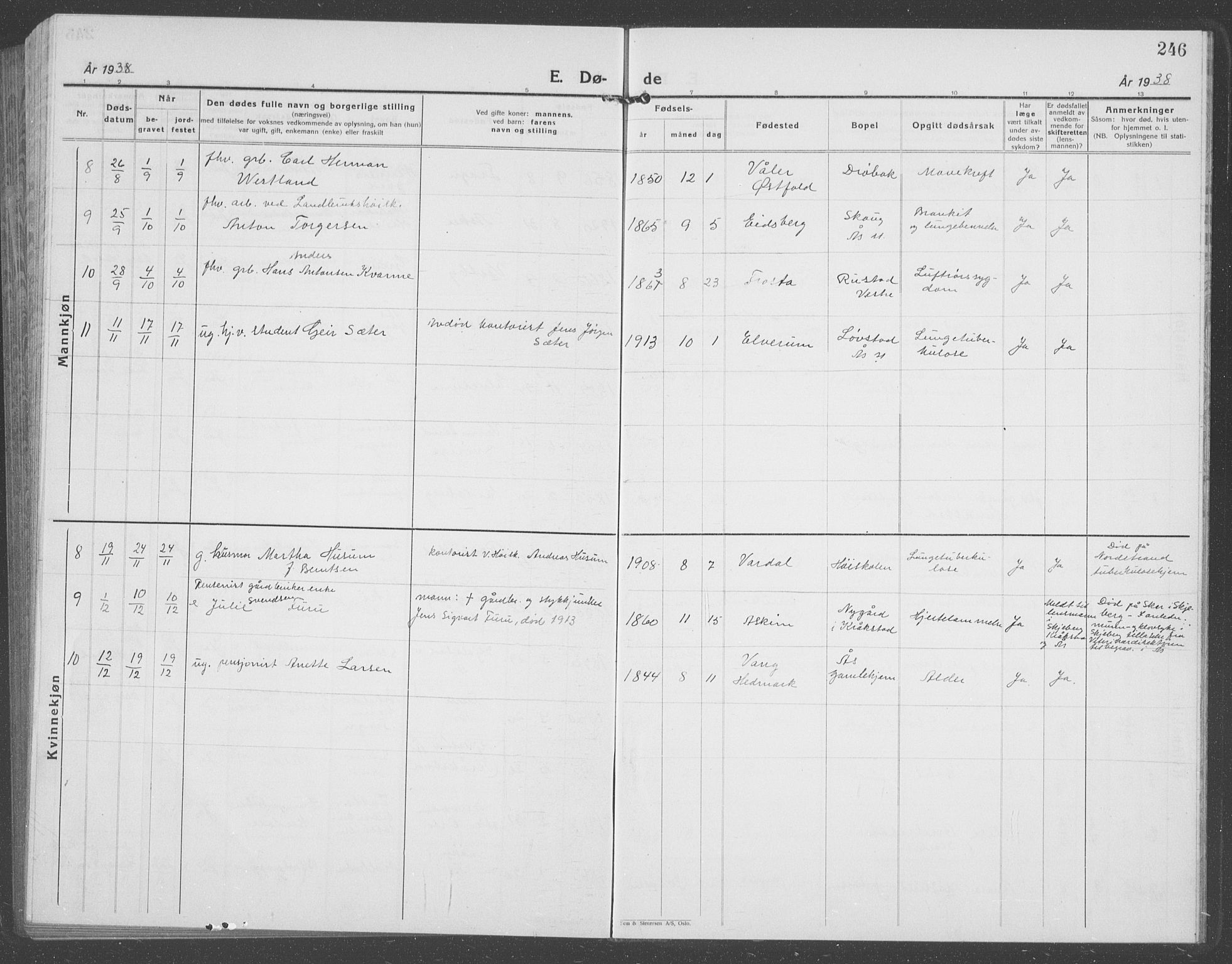 Ås prestekontor Kirkebøker, AV/SAO-A-10894/G/Ga/L0006: Parish register (copy) no. I 6, 1925-1940, p. 246