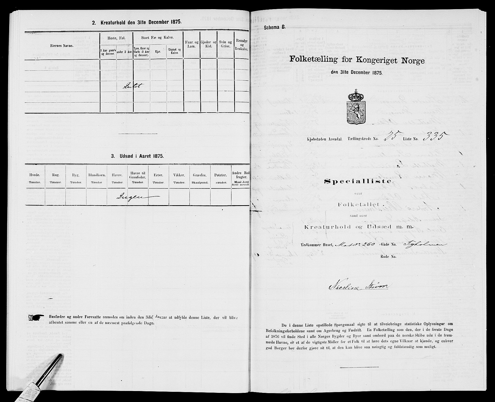 SAK, 1875 census for 0903P Arendal, 1875, p. 774