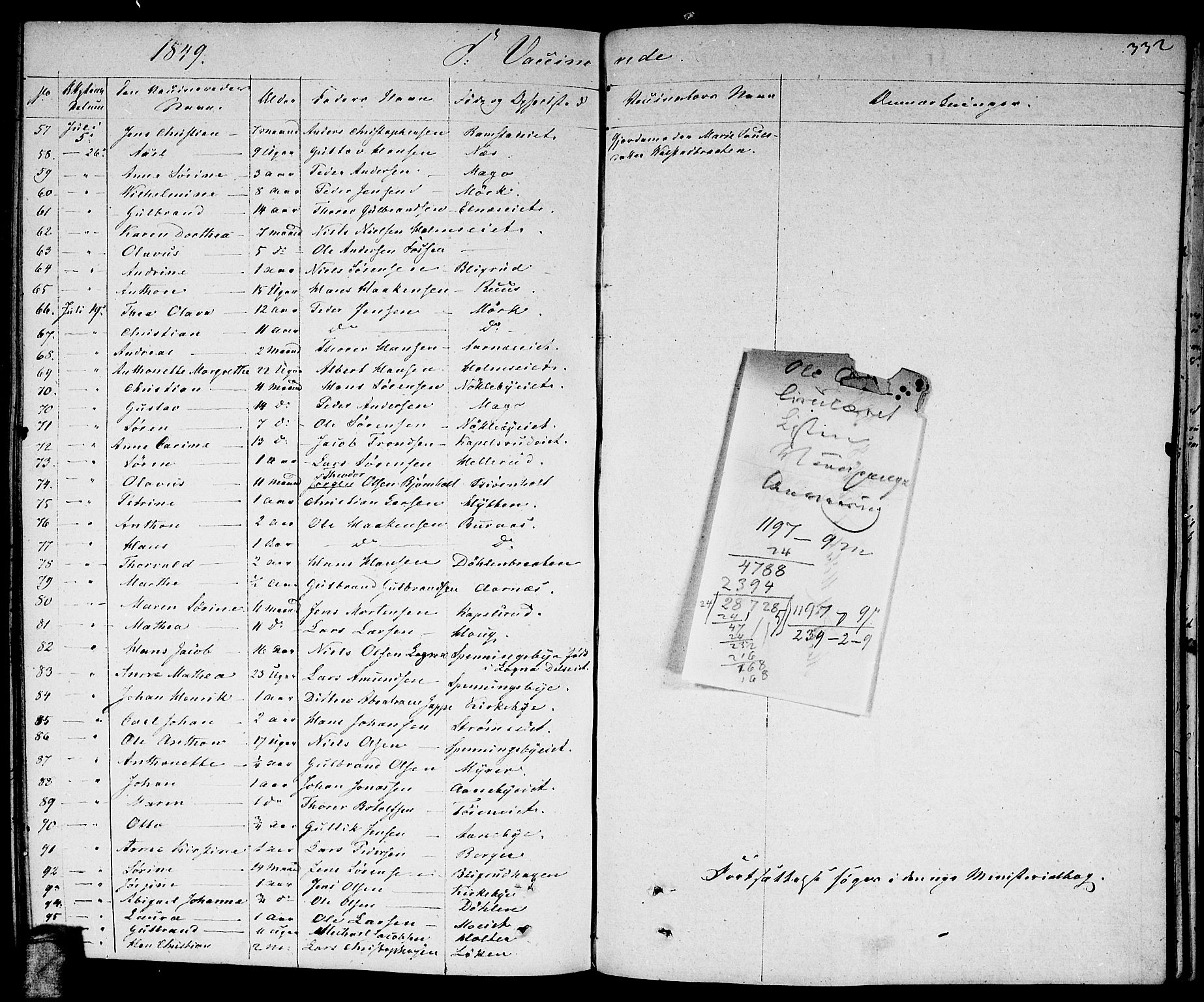 Nittedal prestekontor Kirkebøker, AV/SAO-A-10365a/F/Fa/L0004: Parish register (official) no. I 4, 1836-1849, p. 332