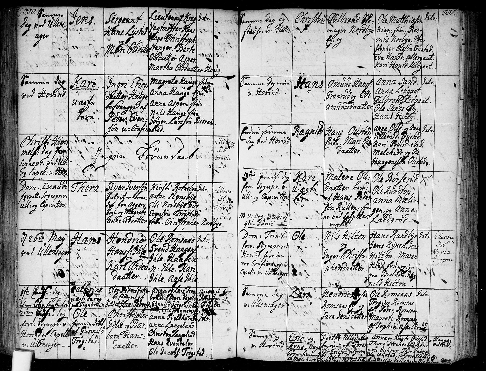 Ullensaker prestekontor Kirkebøker, AV/SAO-A-10236a/F/Fa/L0005: Parish register (official) no. I 5, 1733-1762, p. 330-331