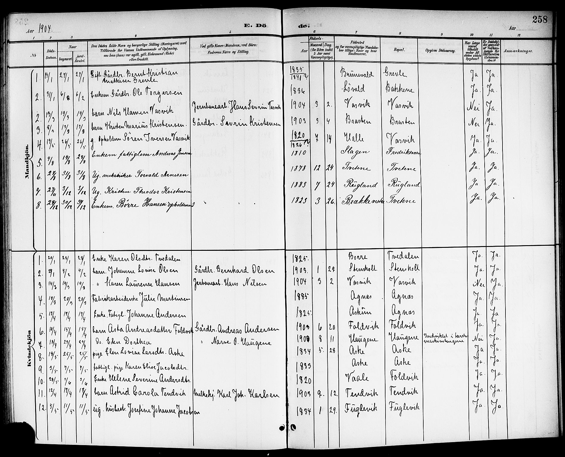 Brunlanes kirkebøker, SAKO/A-342/G/Ga/L0004: Parish register (copy) no. I 4, 1898-1921, p. 258