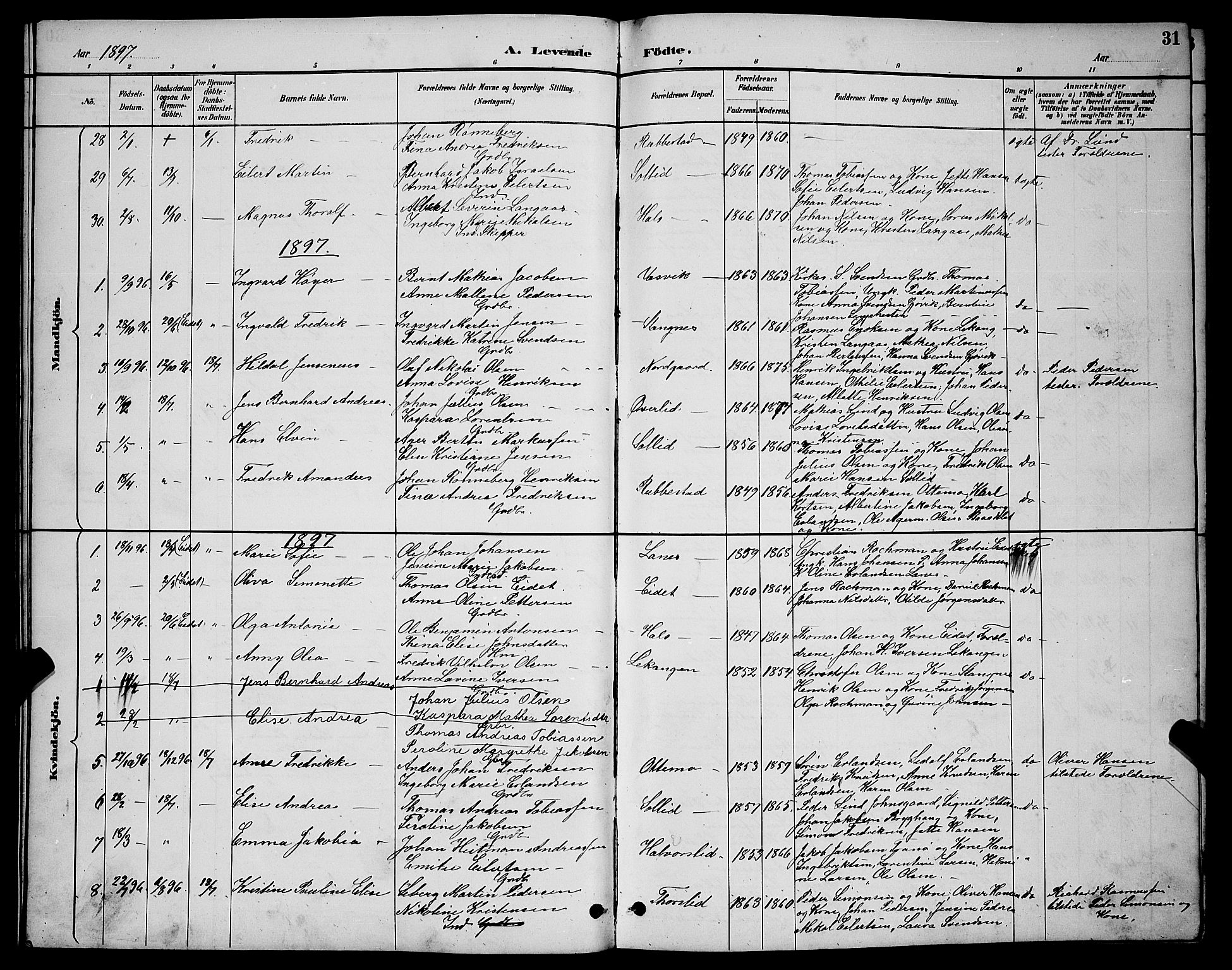 Tranøy sokneprestkontor, SATØ/S-1313/I/Ia/Iab/L0004klokker: Parish register (copy) no. 4, 1888-1901, p. 31